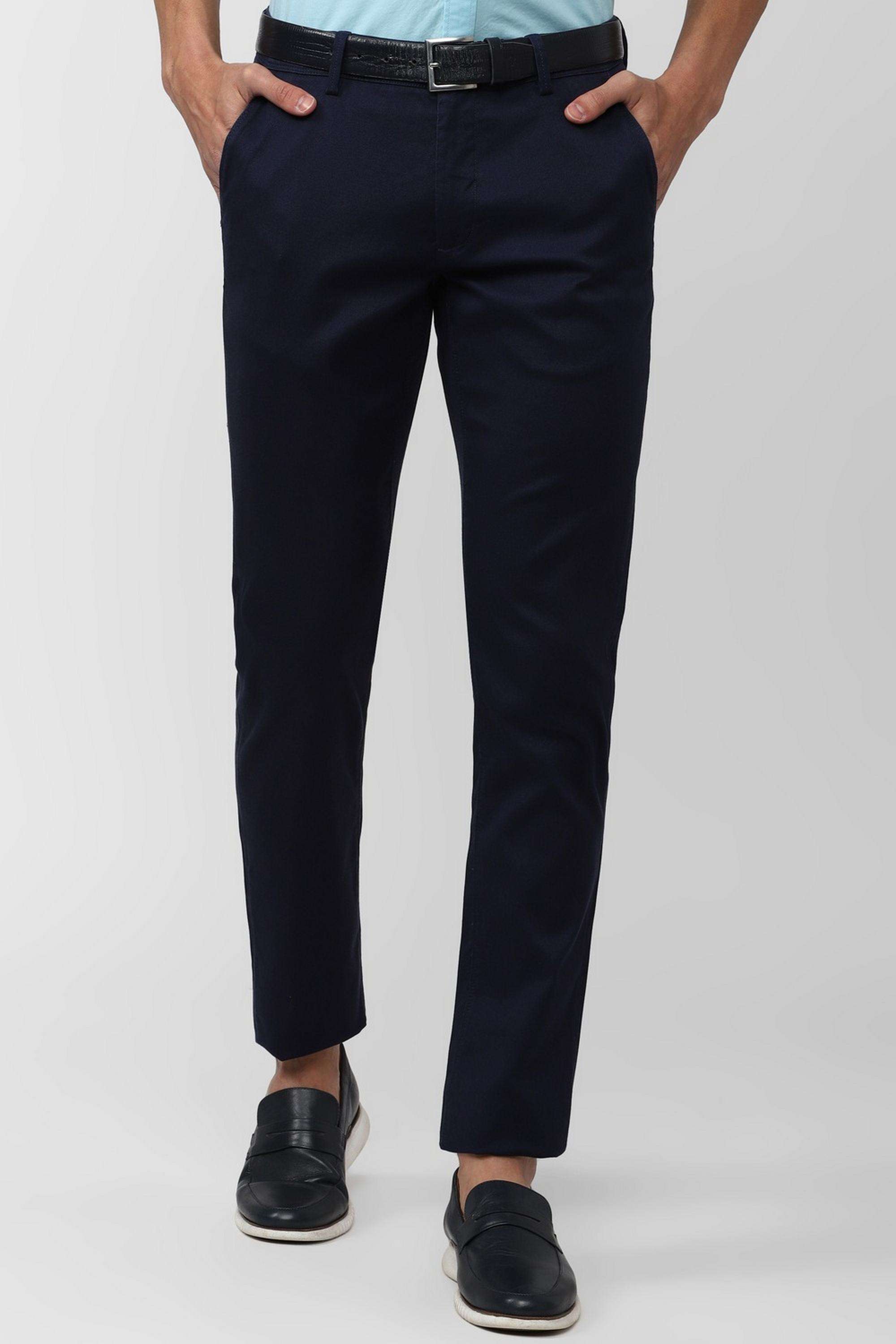 Solid-Cotton-Blend-Slim-Fit-Men-s-Casual-Trousers