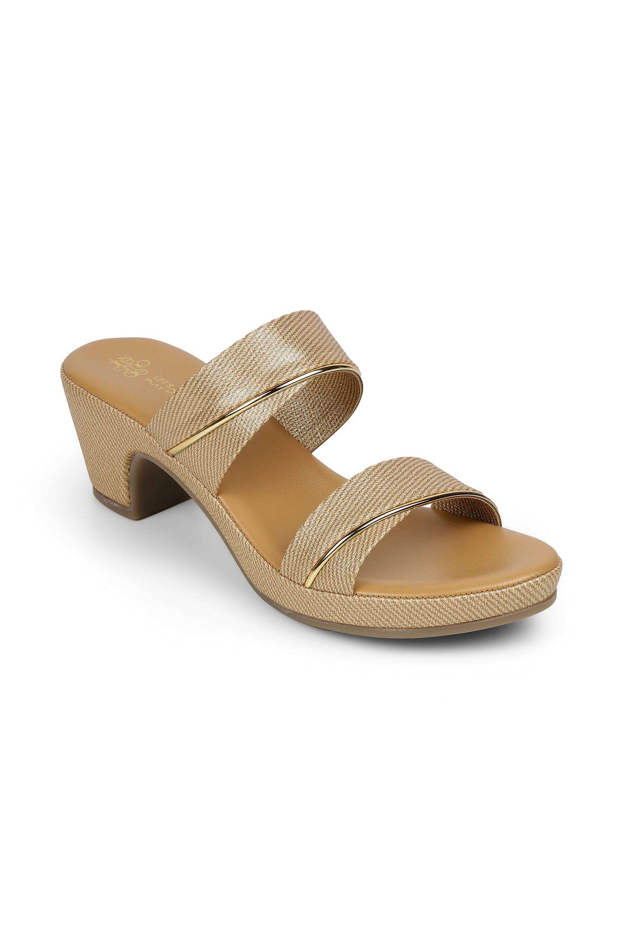 Gold-Synthetic-Slip-On-Women-s-Party-Wear-Sandals