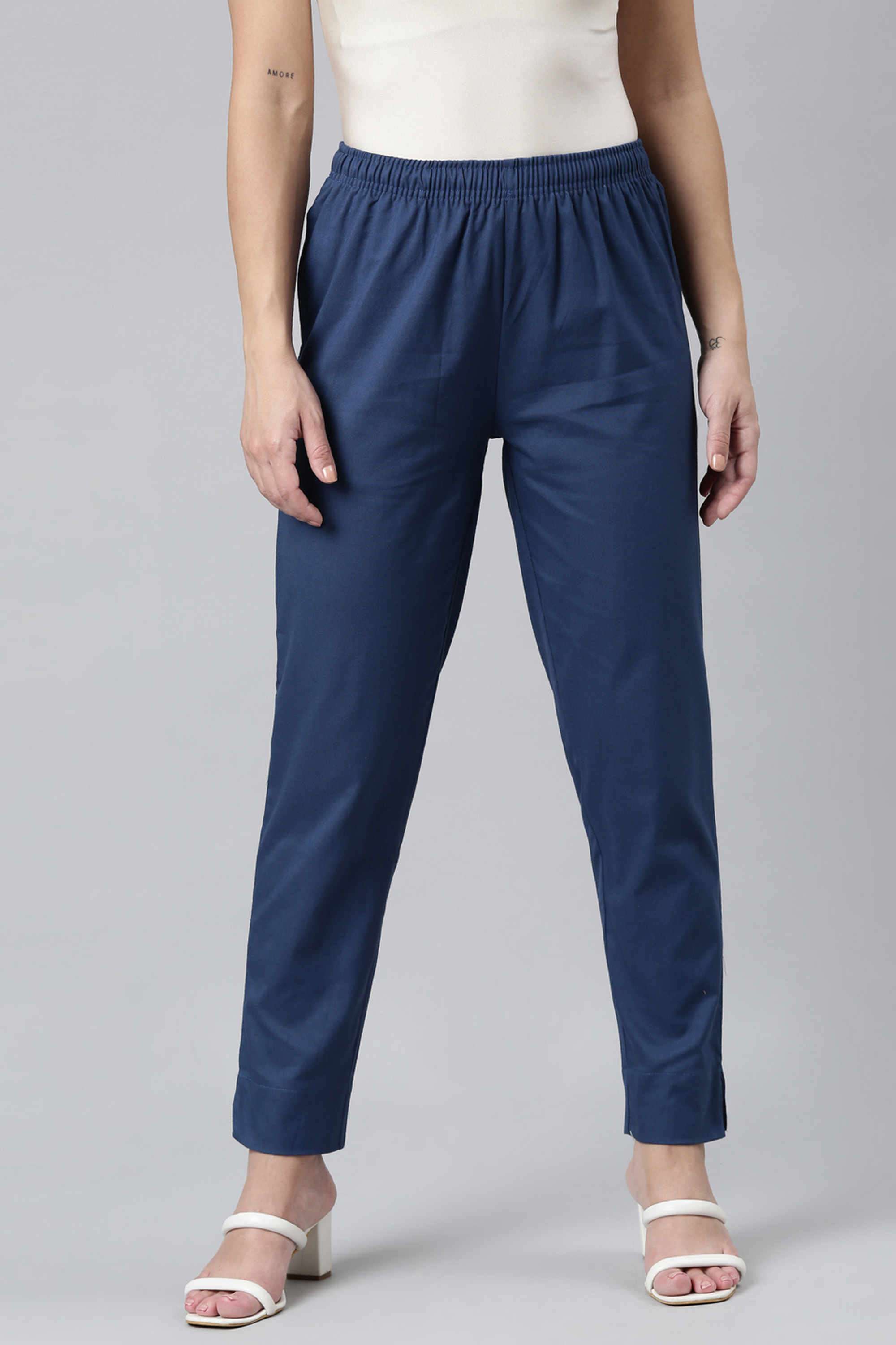 Solid-Regular-Fit-Linen-Women-s-Casual-Wear-Pants