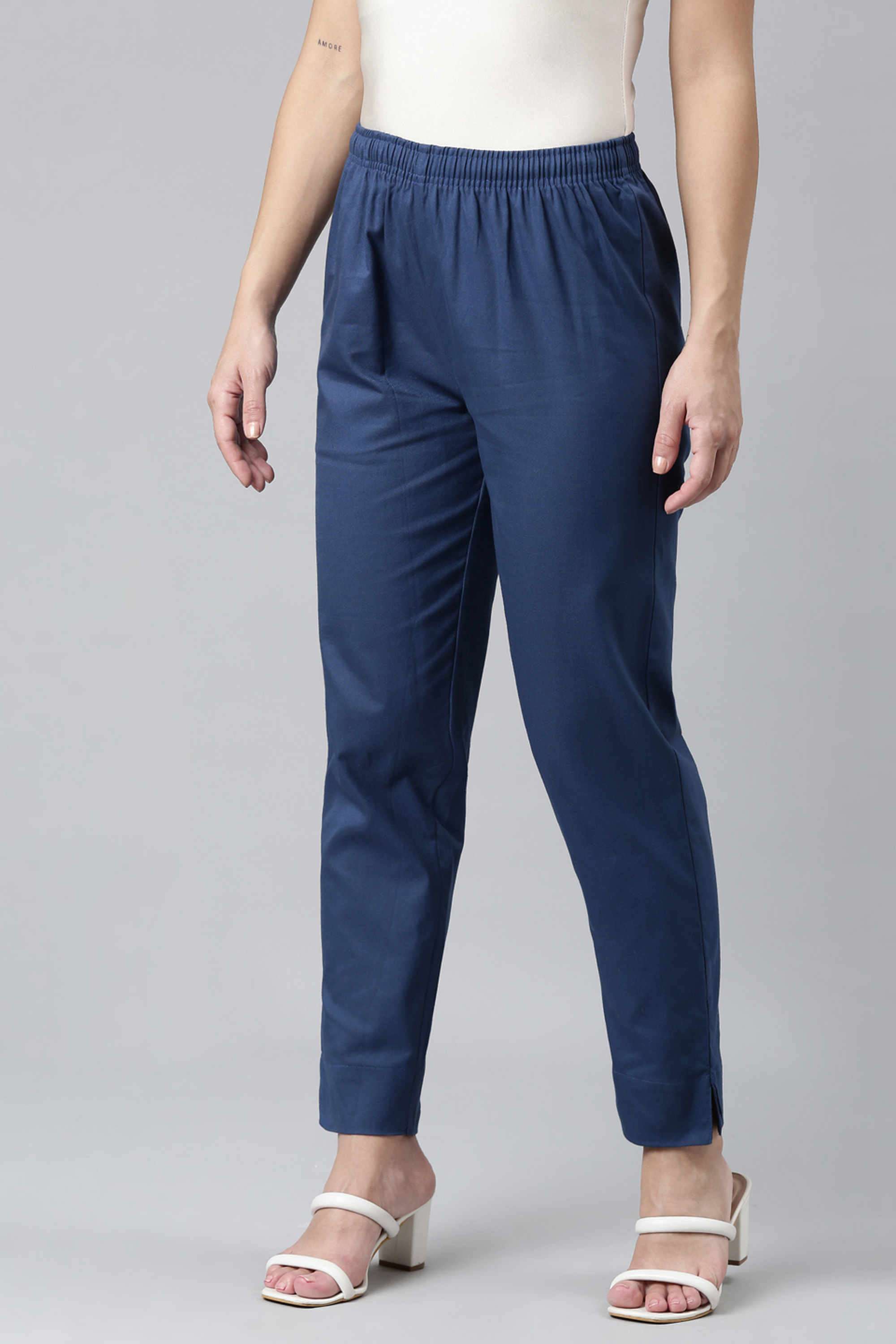 Solid-Regular-Fit-Linen-Women-s-Casual-Wear-Pants