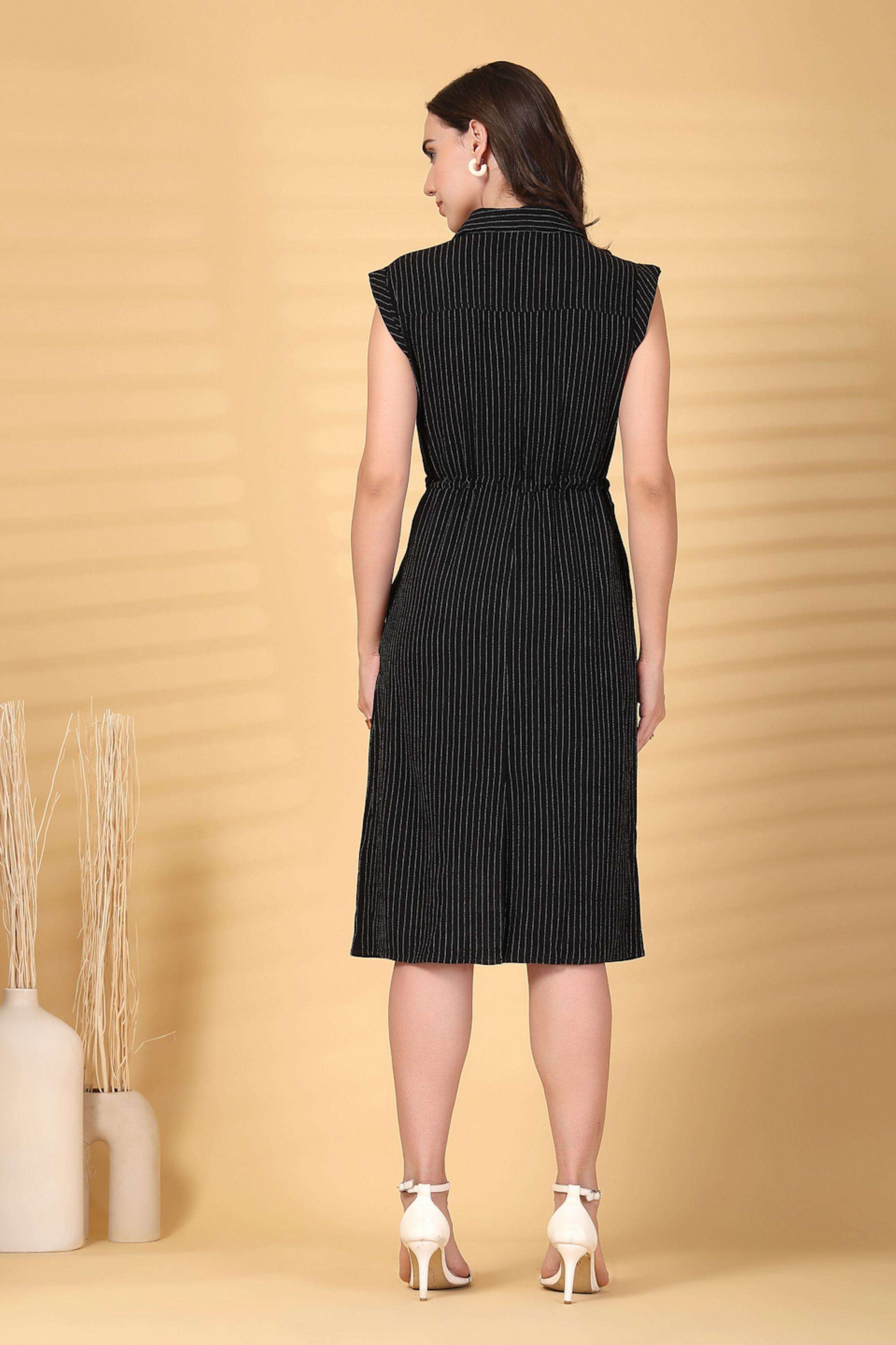 Stripes-Collared-Cotton-Women-s-Dress