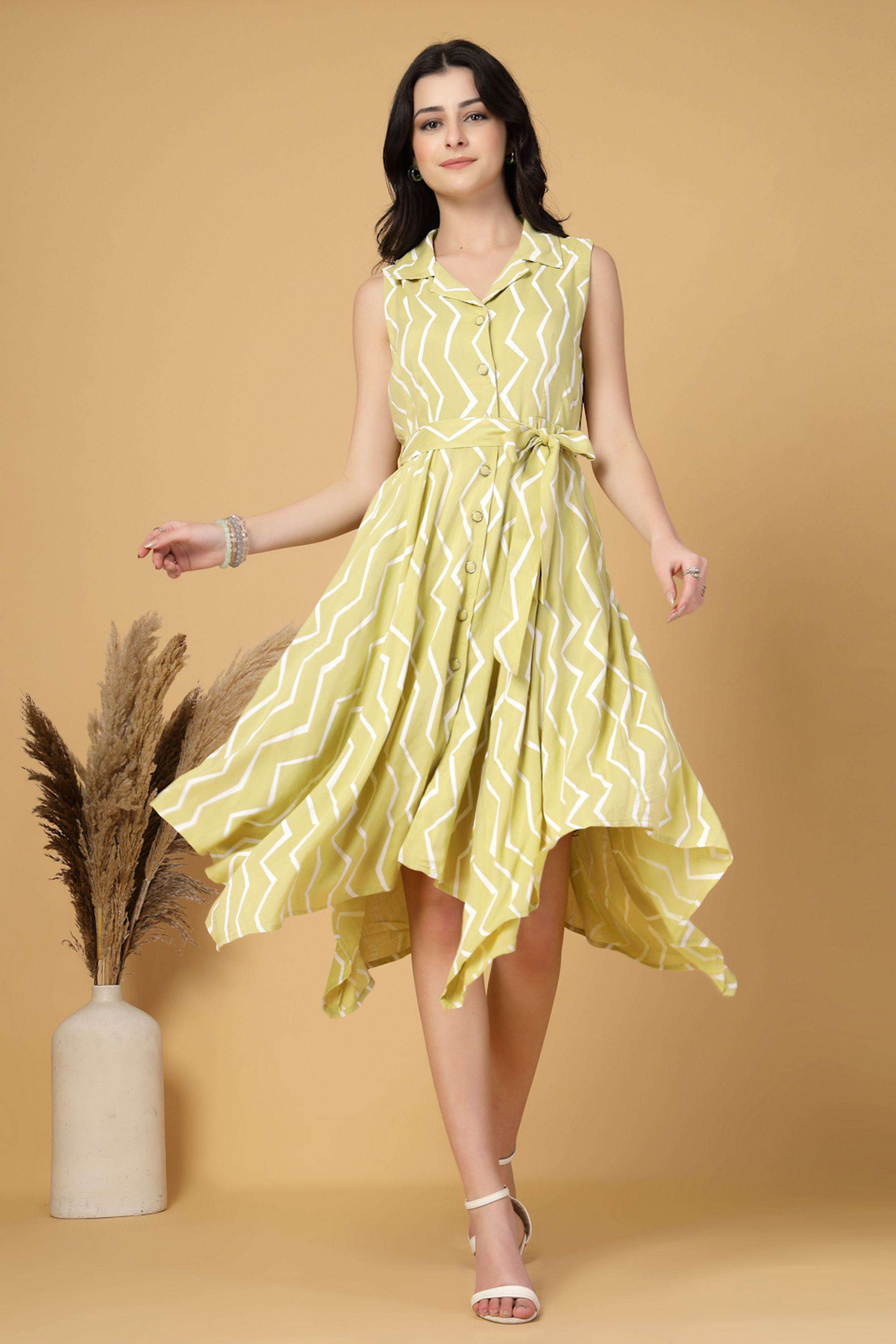 Stripes-Collared-Cotton-Women-s-Dress