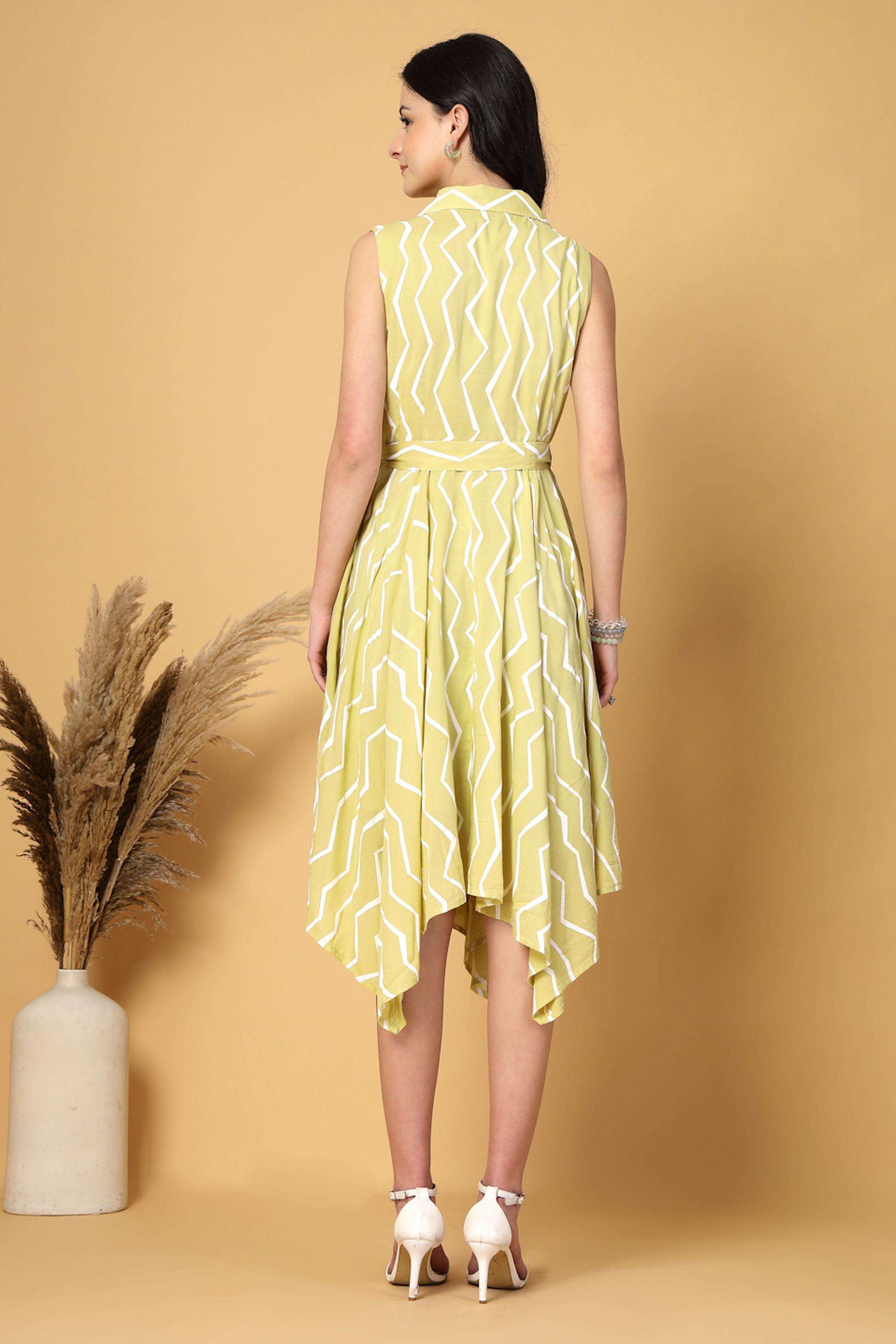 Stripes-Collared-Cotton-Women-s-Dress