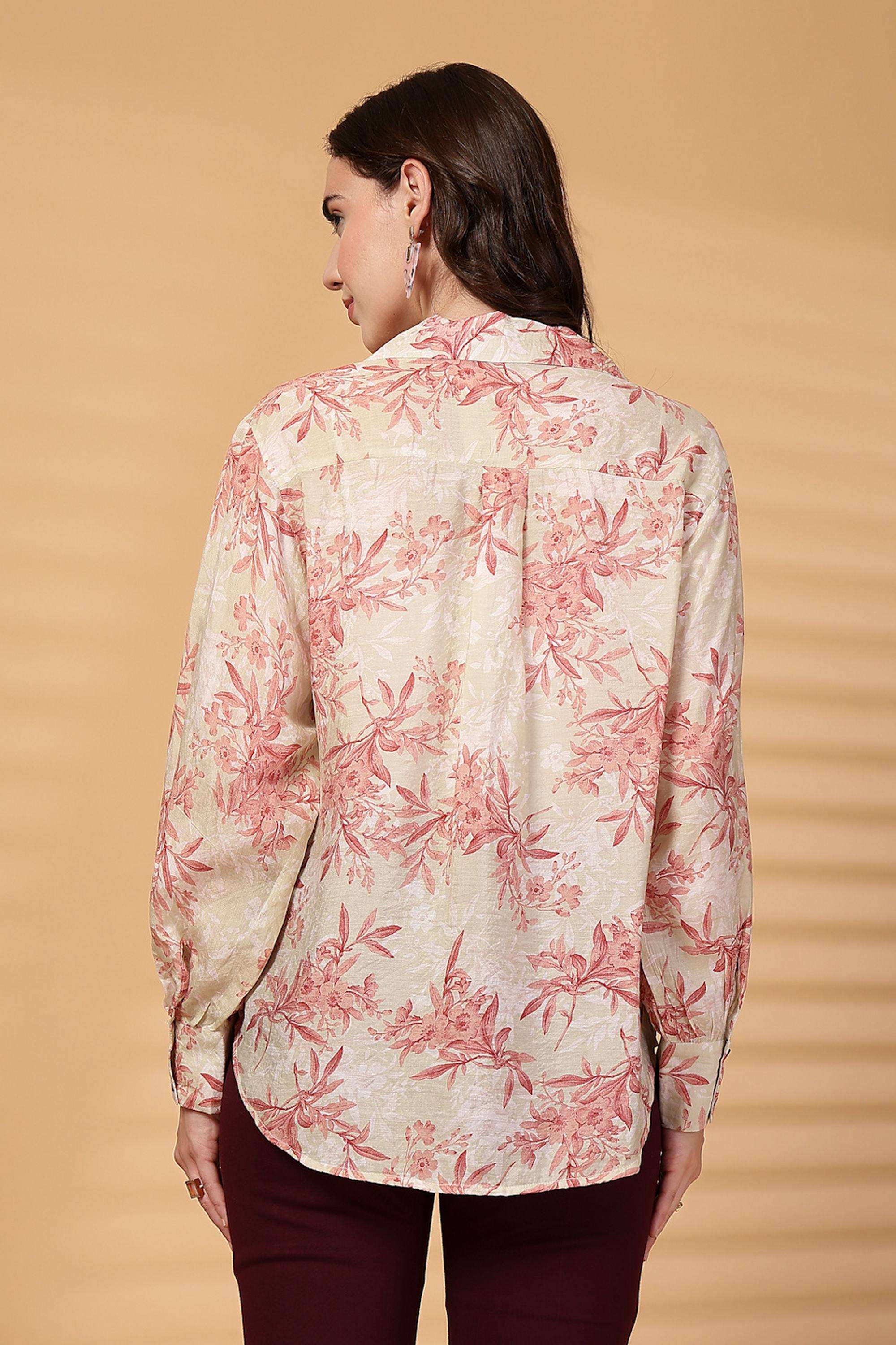 Floral-Collared-Cotton-Women-s-Casual-Wear-Shirt