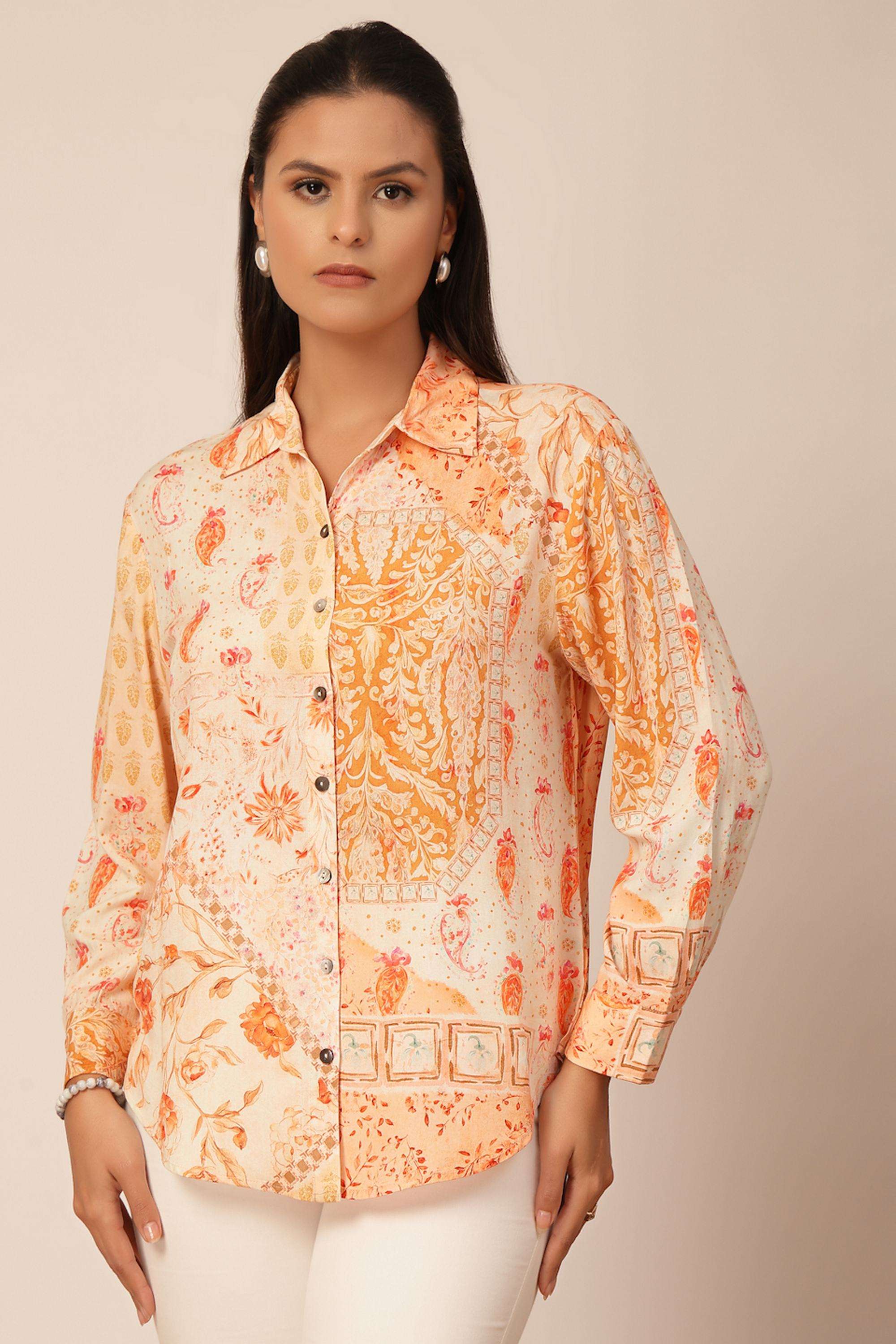 Floral-Collared-Viscose-Women-s-Casual-Wear-Shirt
