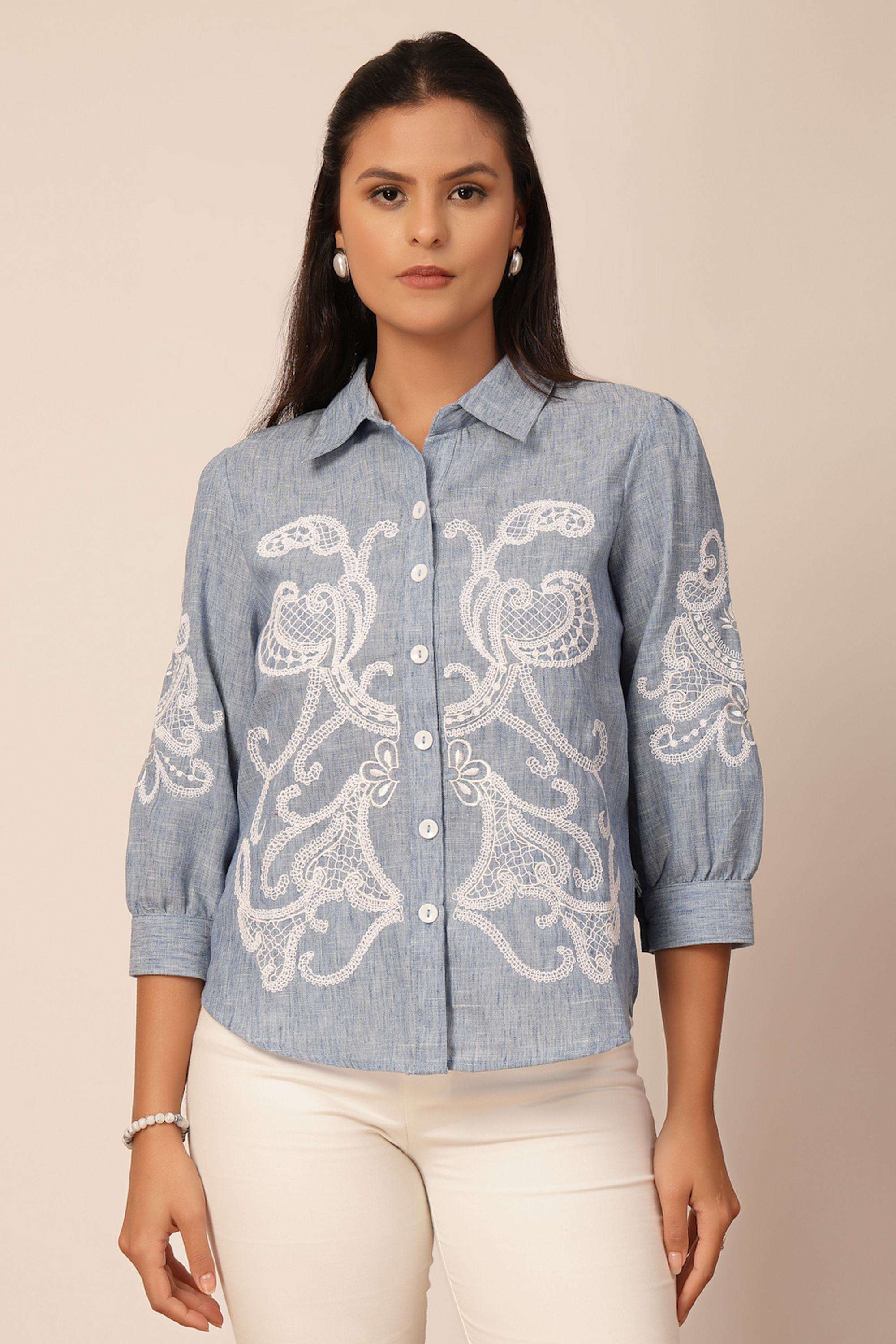 gipsy Embroidered Collared Polyester Women's Casual Wear Shirt-picture-25