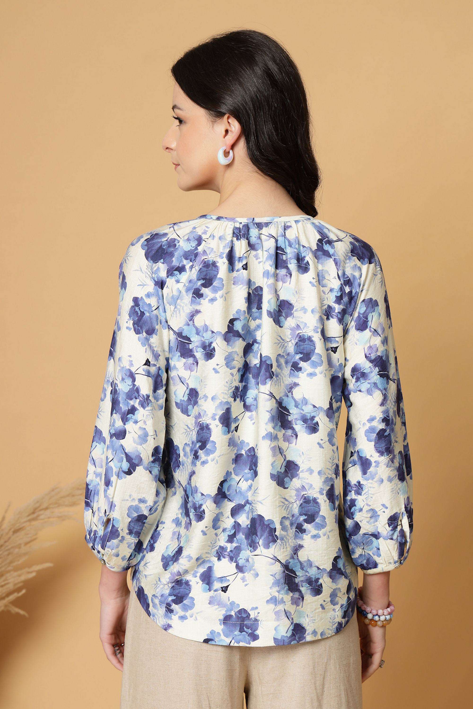 Floral-V-Neck-Women-s-Casual-Wear-Tunic