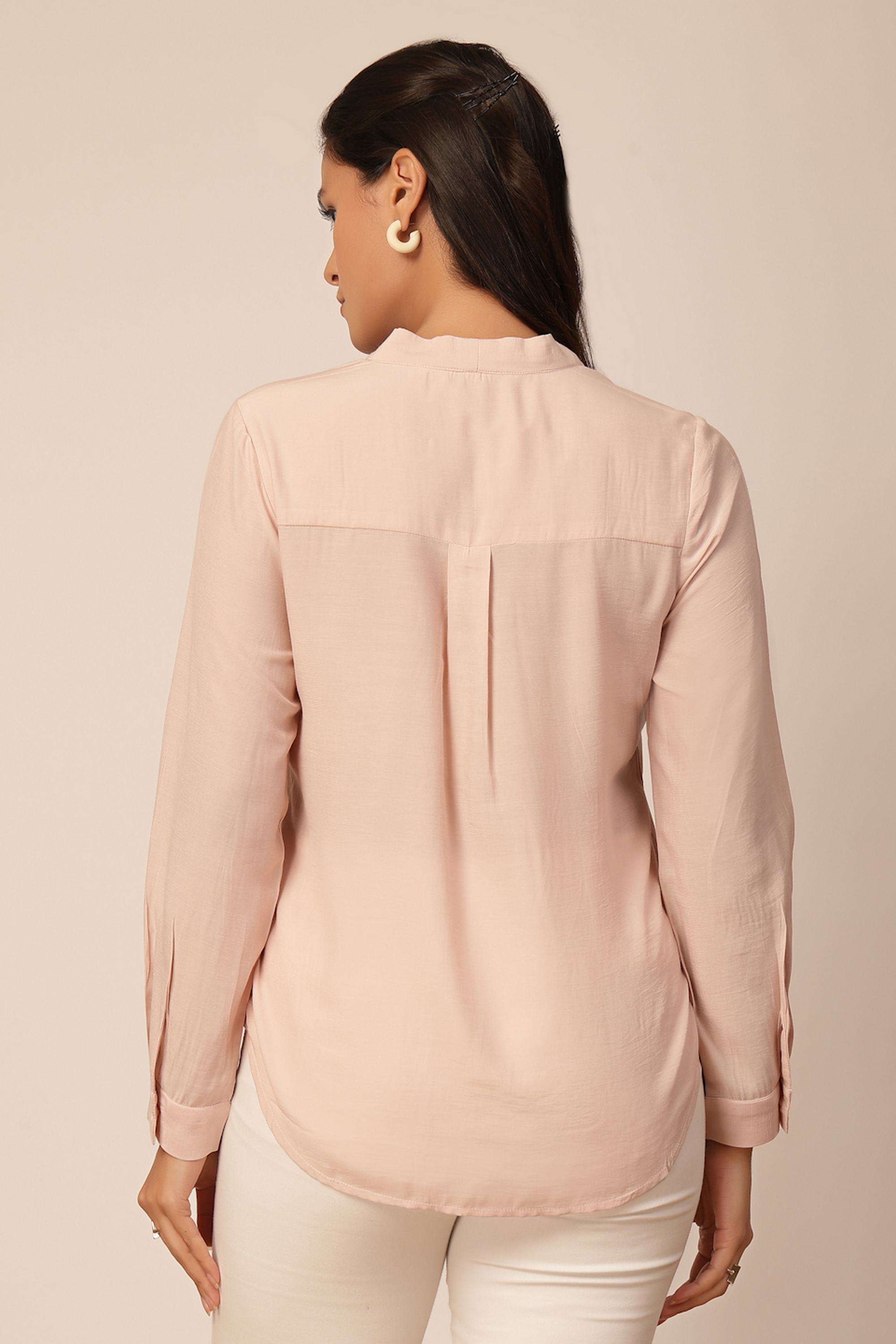 Solid-V-Neck-Women-s-Casual-Wear-Tunic