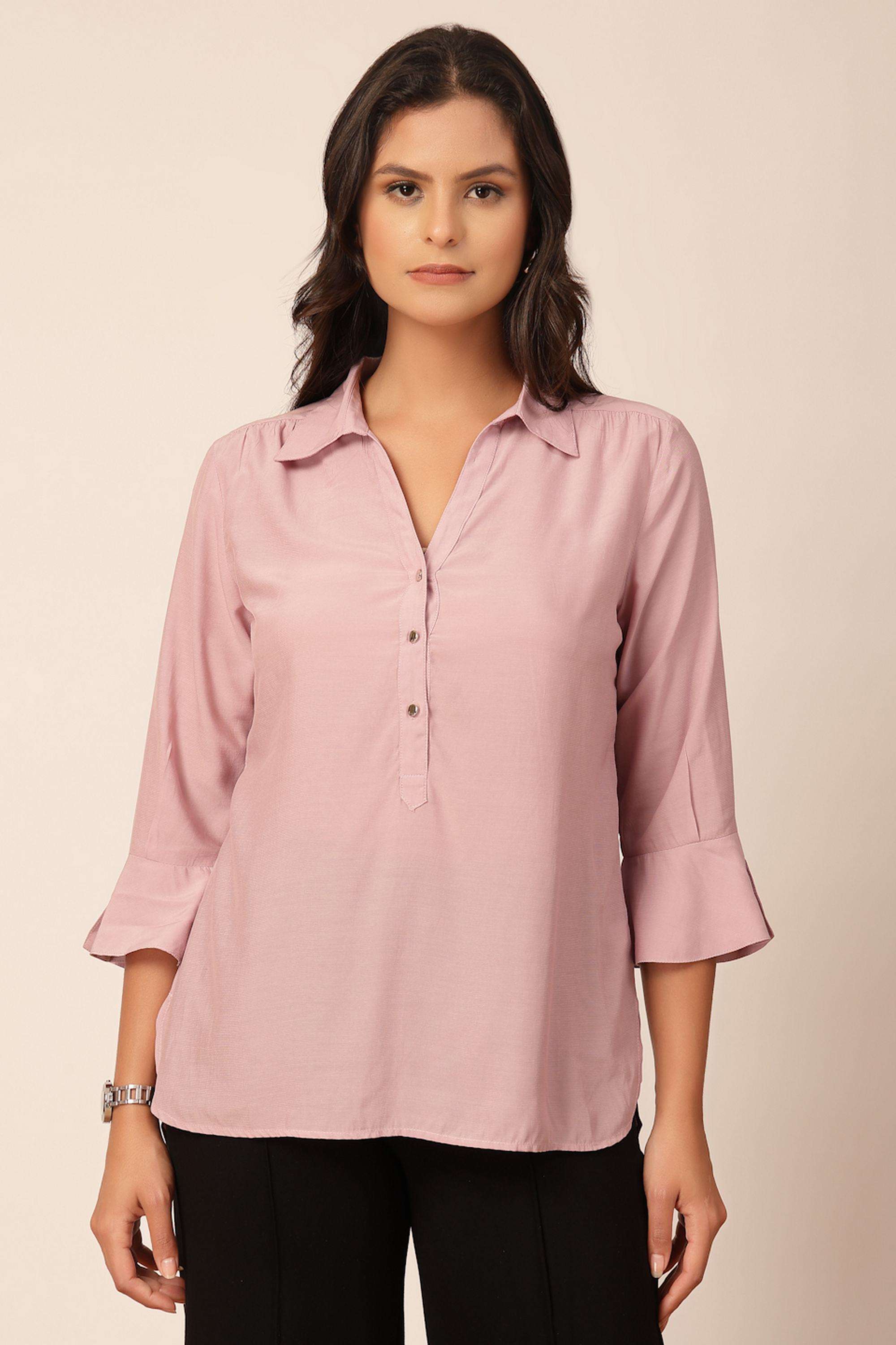Solid-Collared-Women-s-Casual-Wear-Tunic