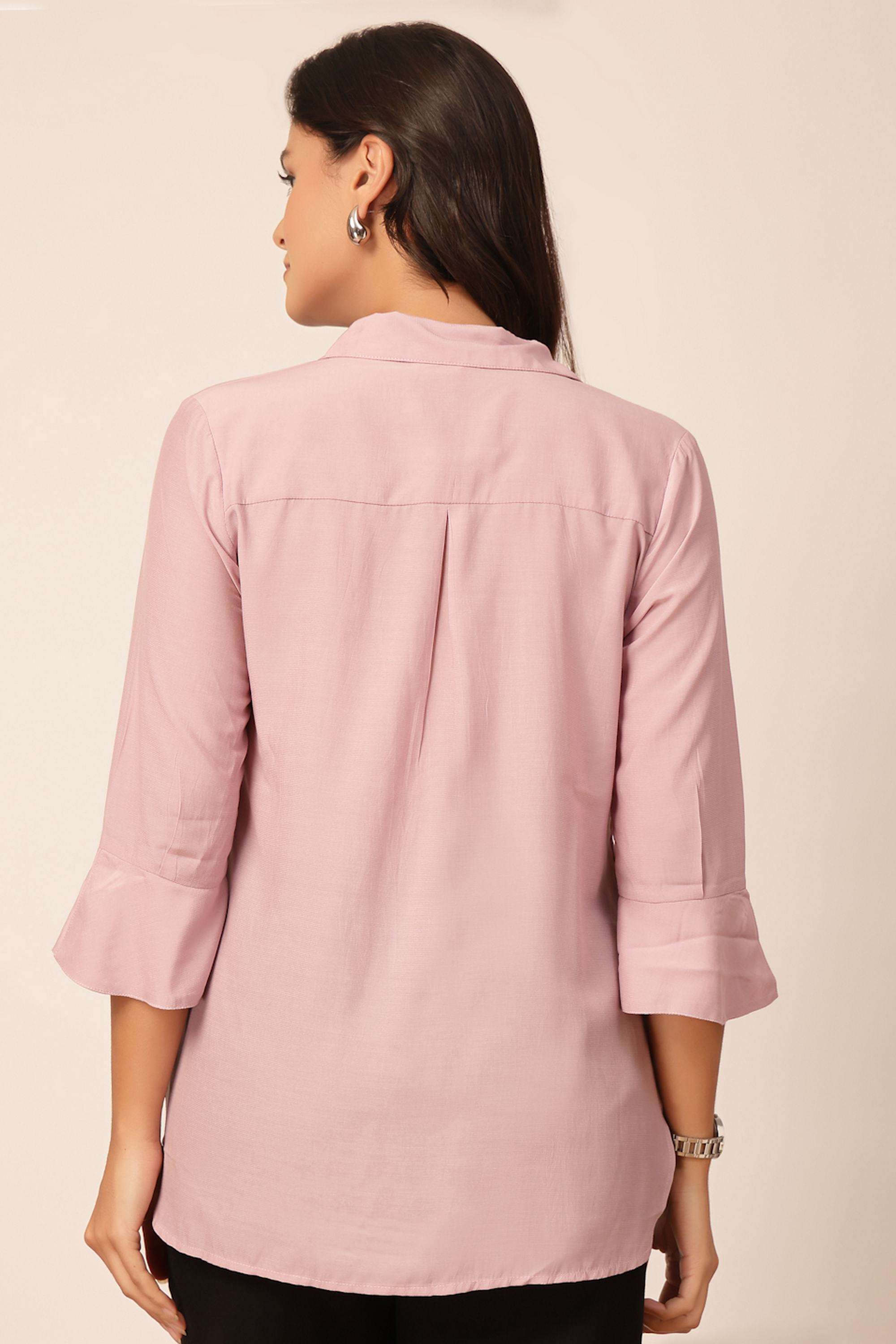 Solid-Collared-Women-s-Casual-Wear-Tunic