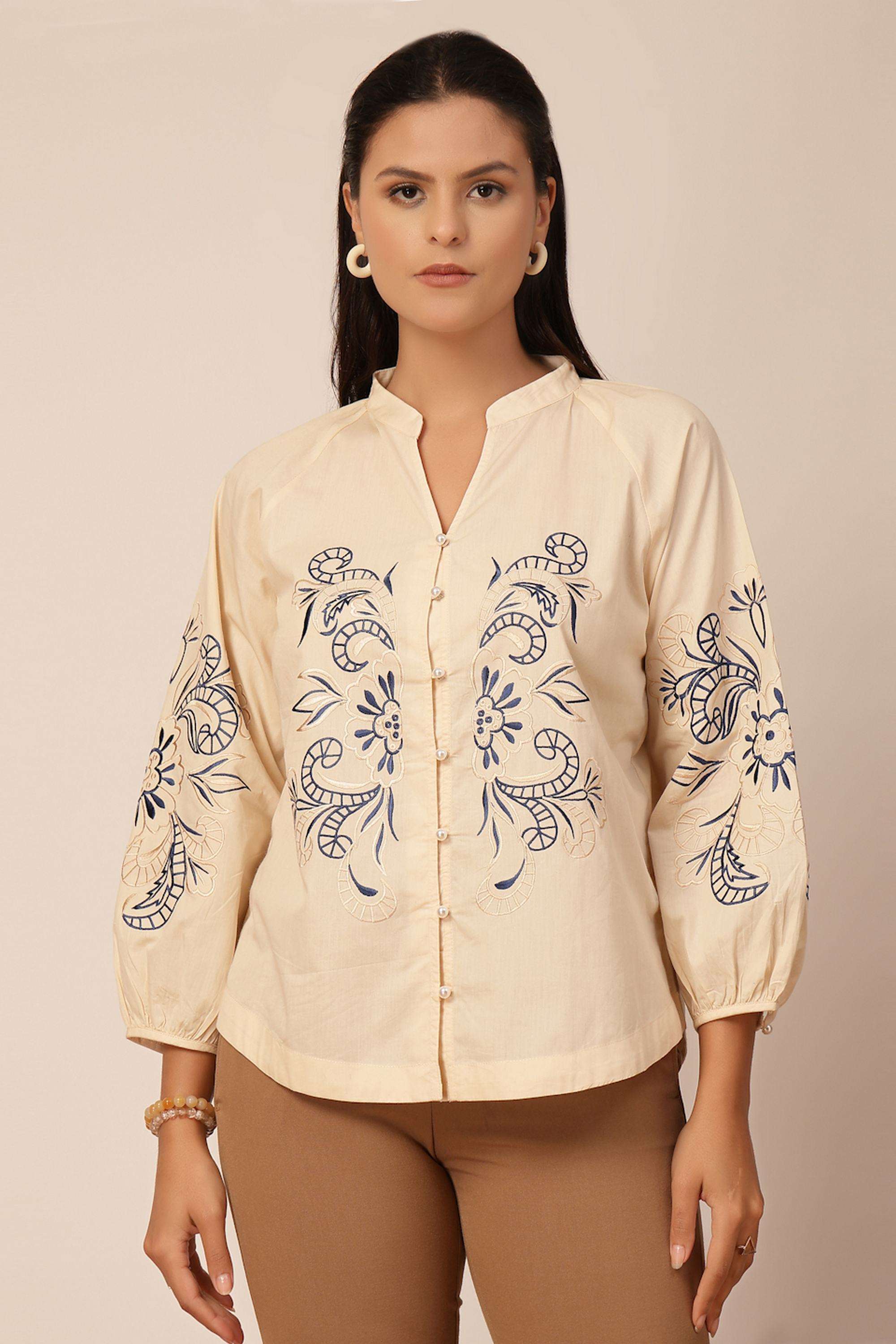 Embroidered-V-Neck-Women-s-Casual-Wear-Tunic