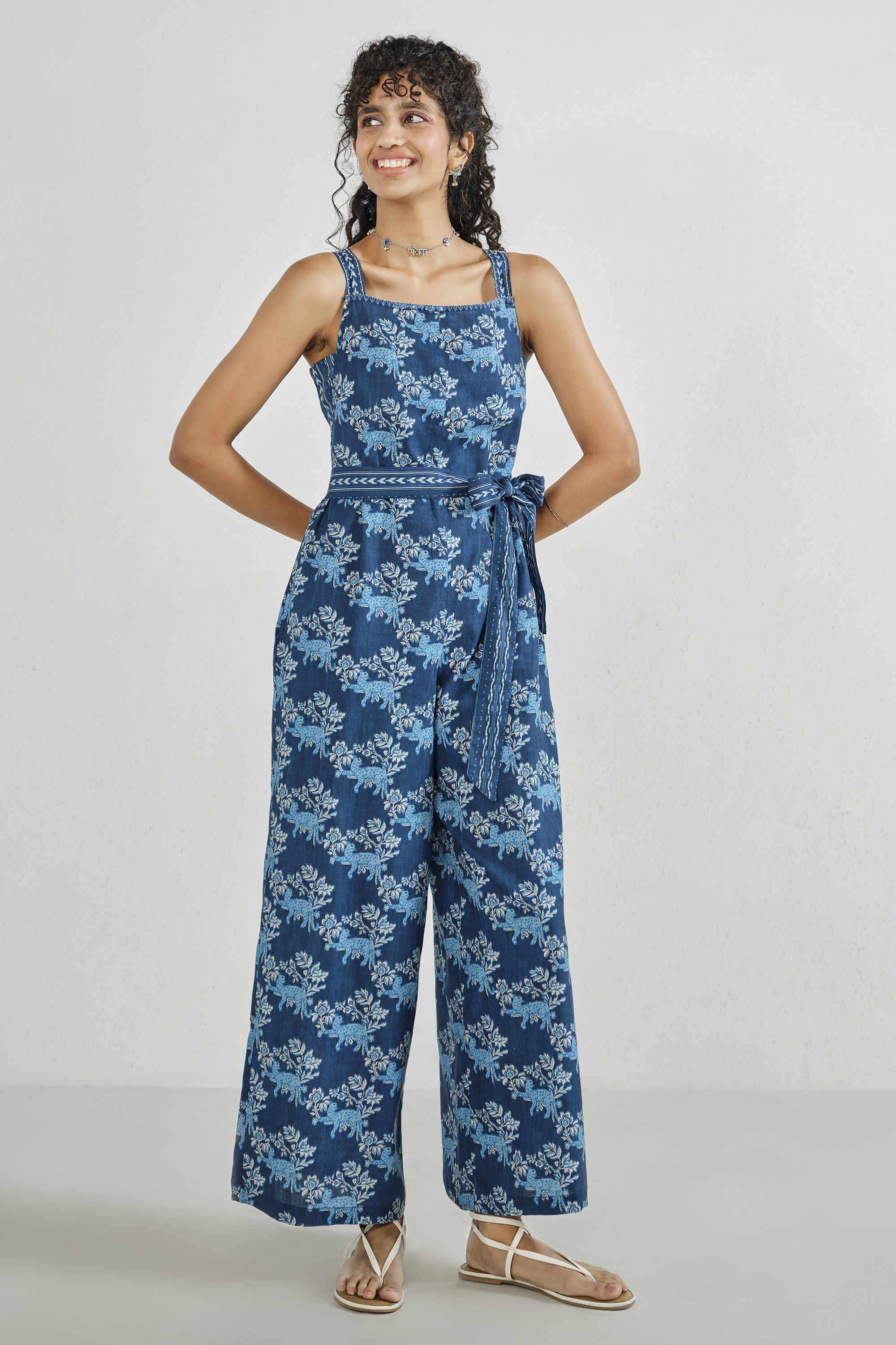 Solid-Cotton-Women-s-Jumpsuit