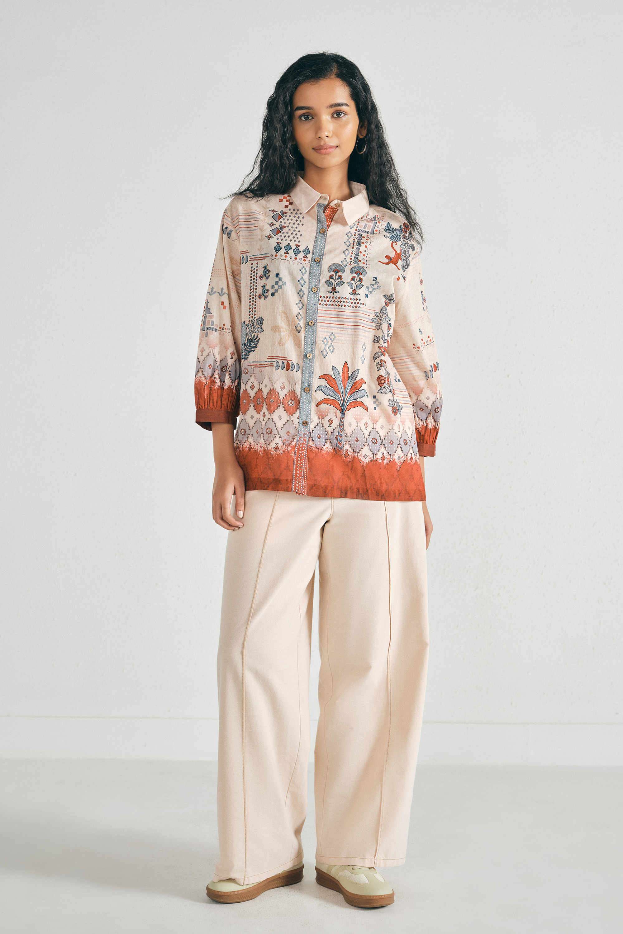 Solid-Cotton-Women-s-Casual-Wear-Tunic