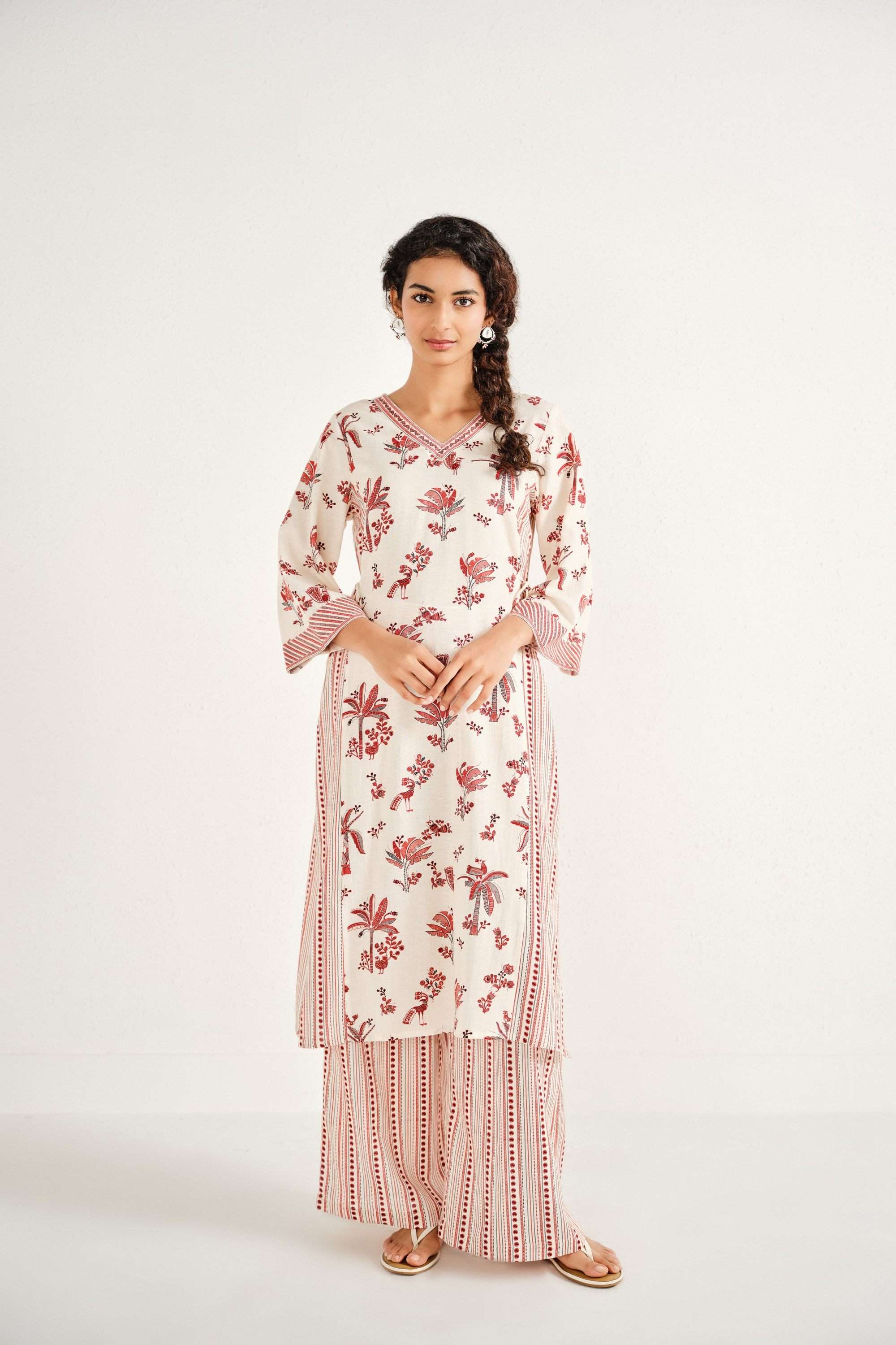 Floral-Knee-Length-Viscose-Women-s-Kurta-Set