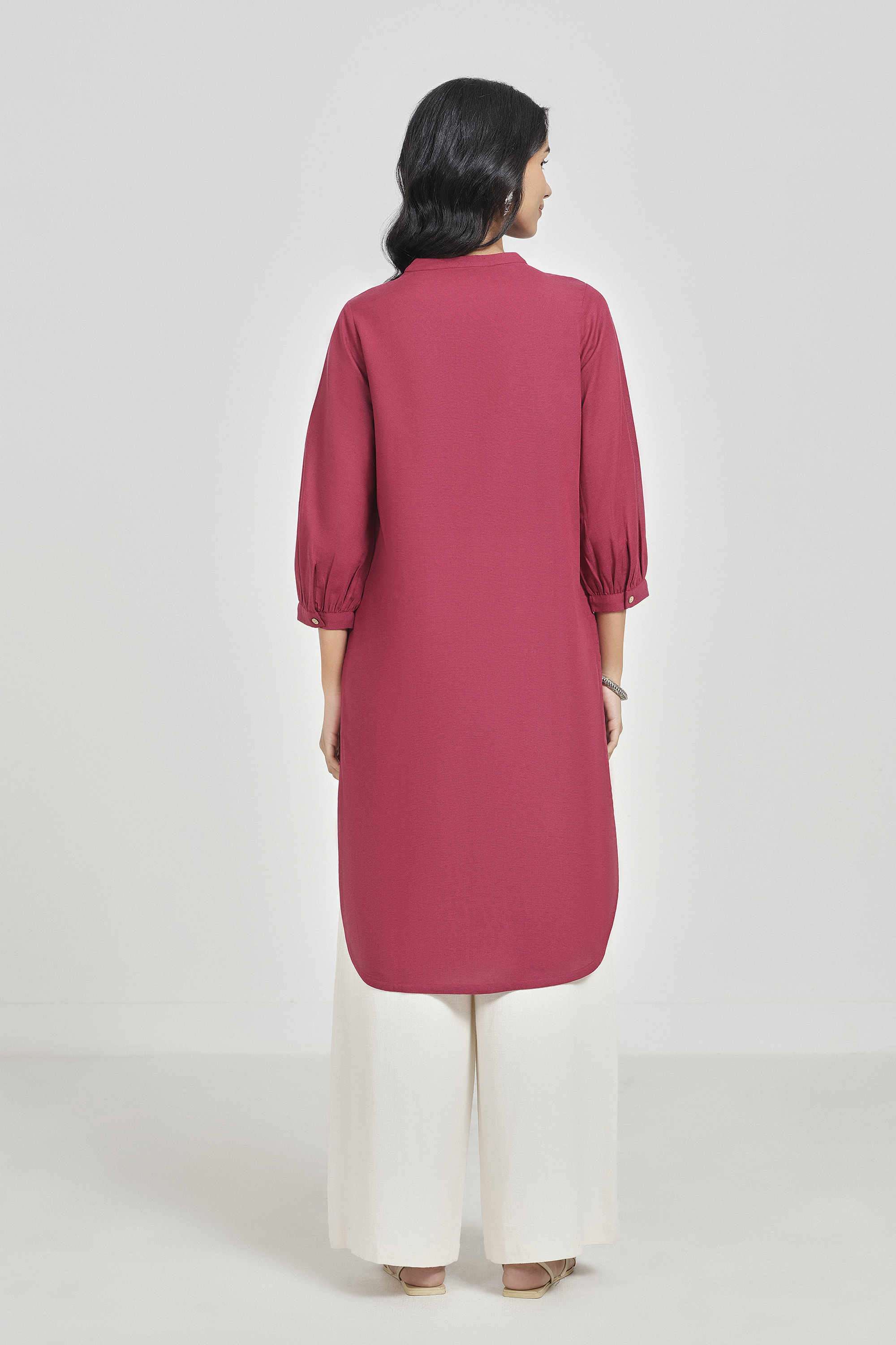 Embroidered-Rayon-Collared-Women-Kurta