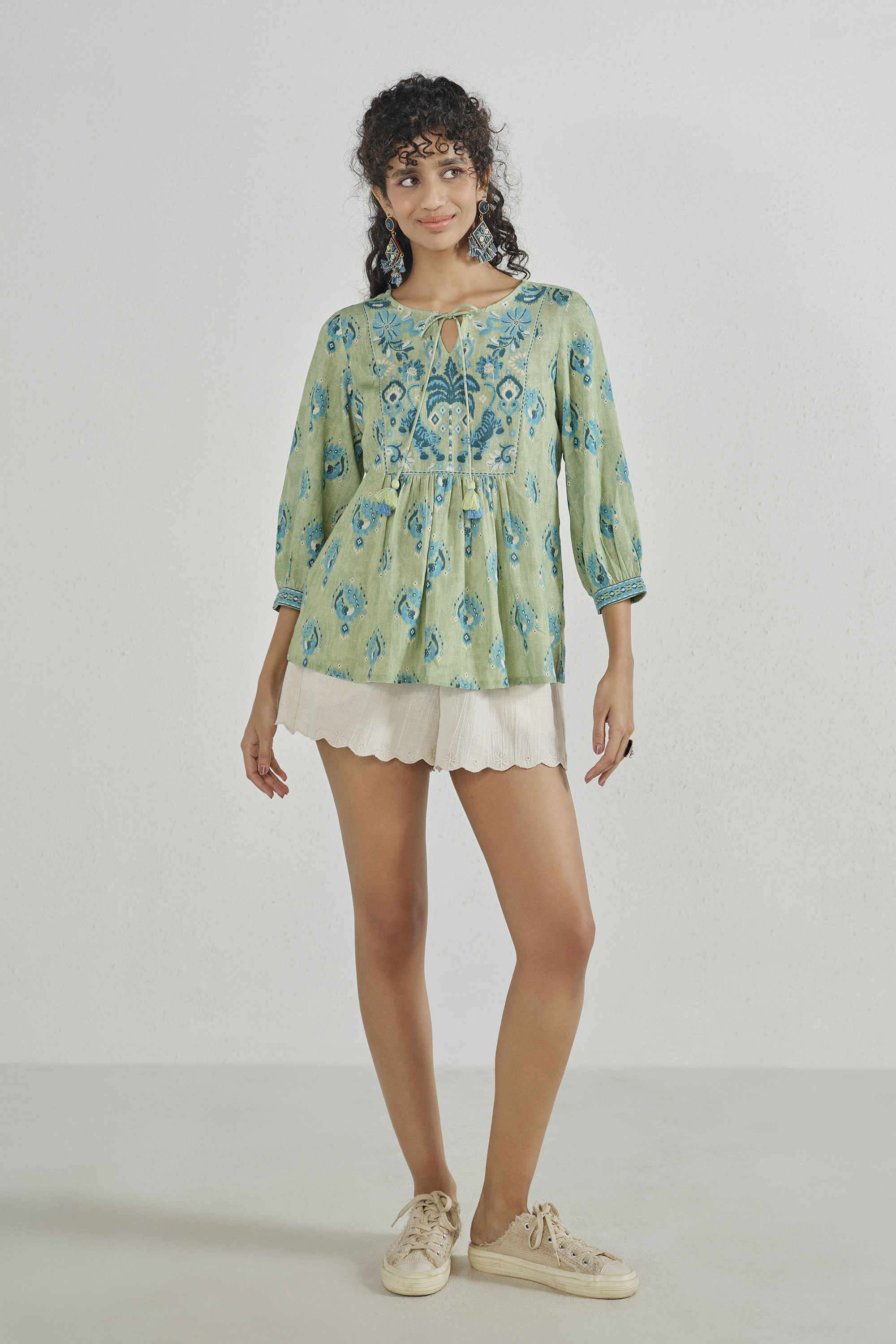 Solid-Blended-Fabric-Women-s-Casual-Wear-Tunic