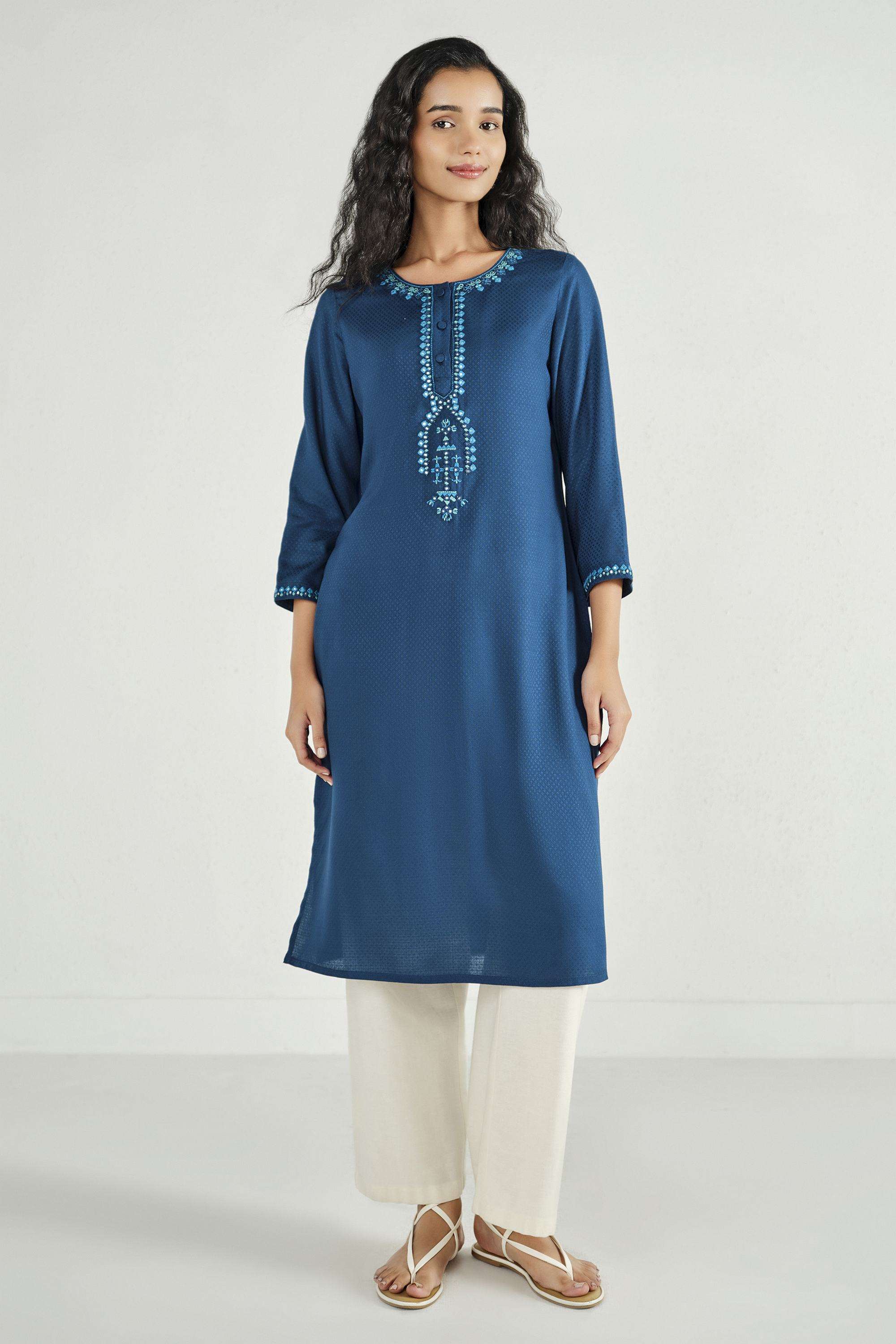 Solid-Rayon-Women-s-Casual-Wear-Kurta