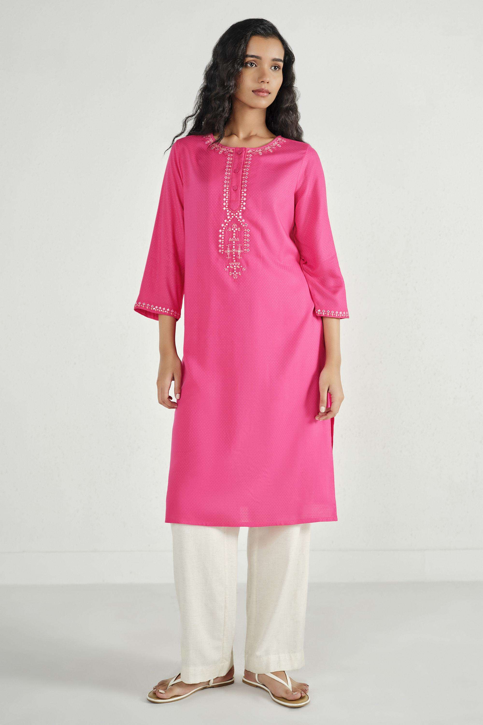 Solid-Rayon-Women-s-Casual-Wear-Kurta