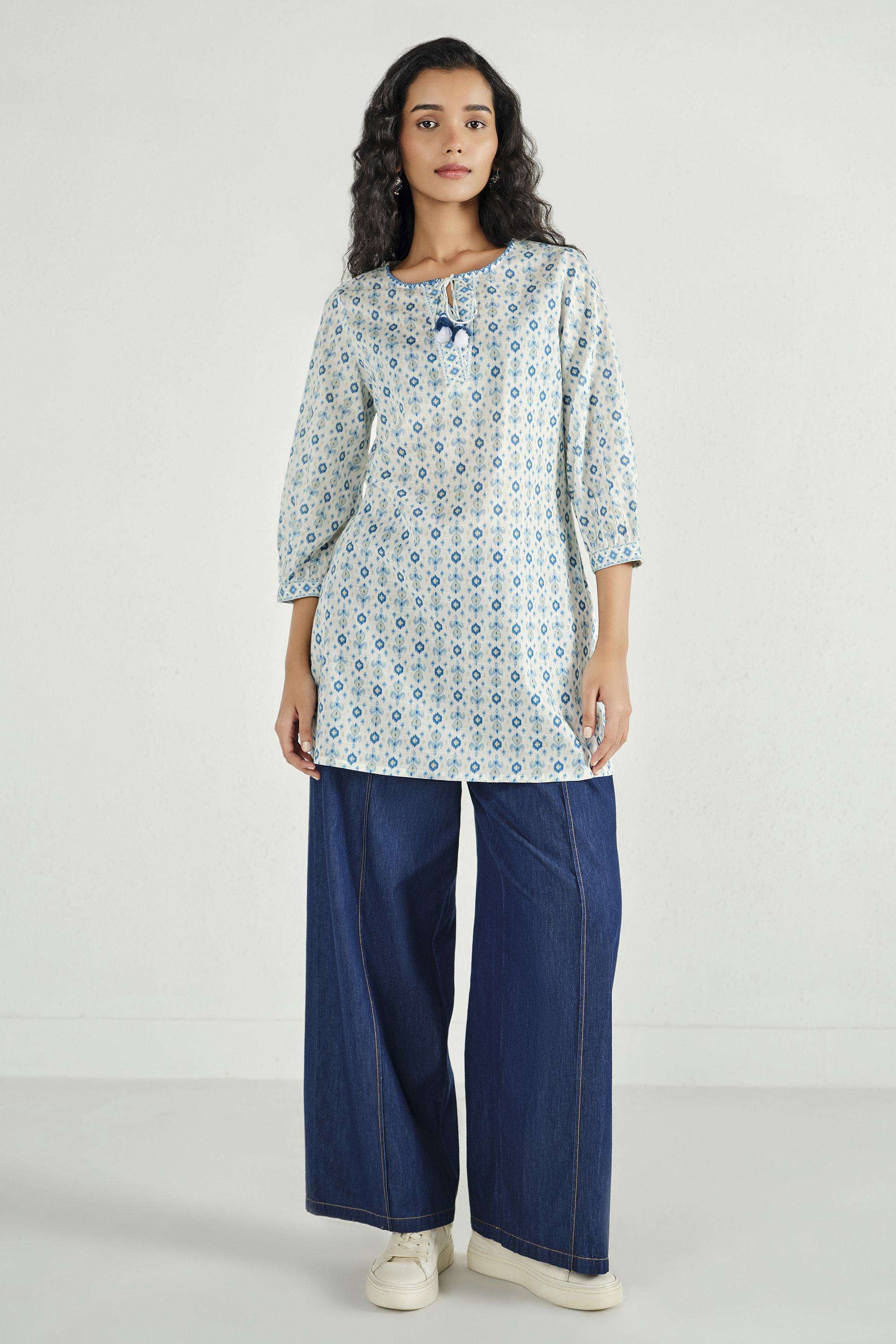 Solid-Cotton-Women-s-Casual-Wear-Tunic