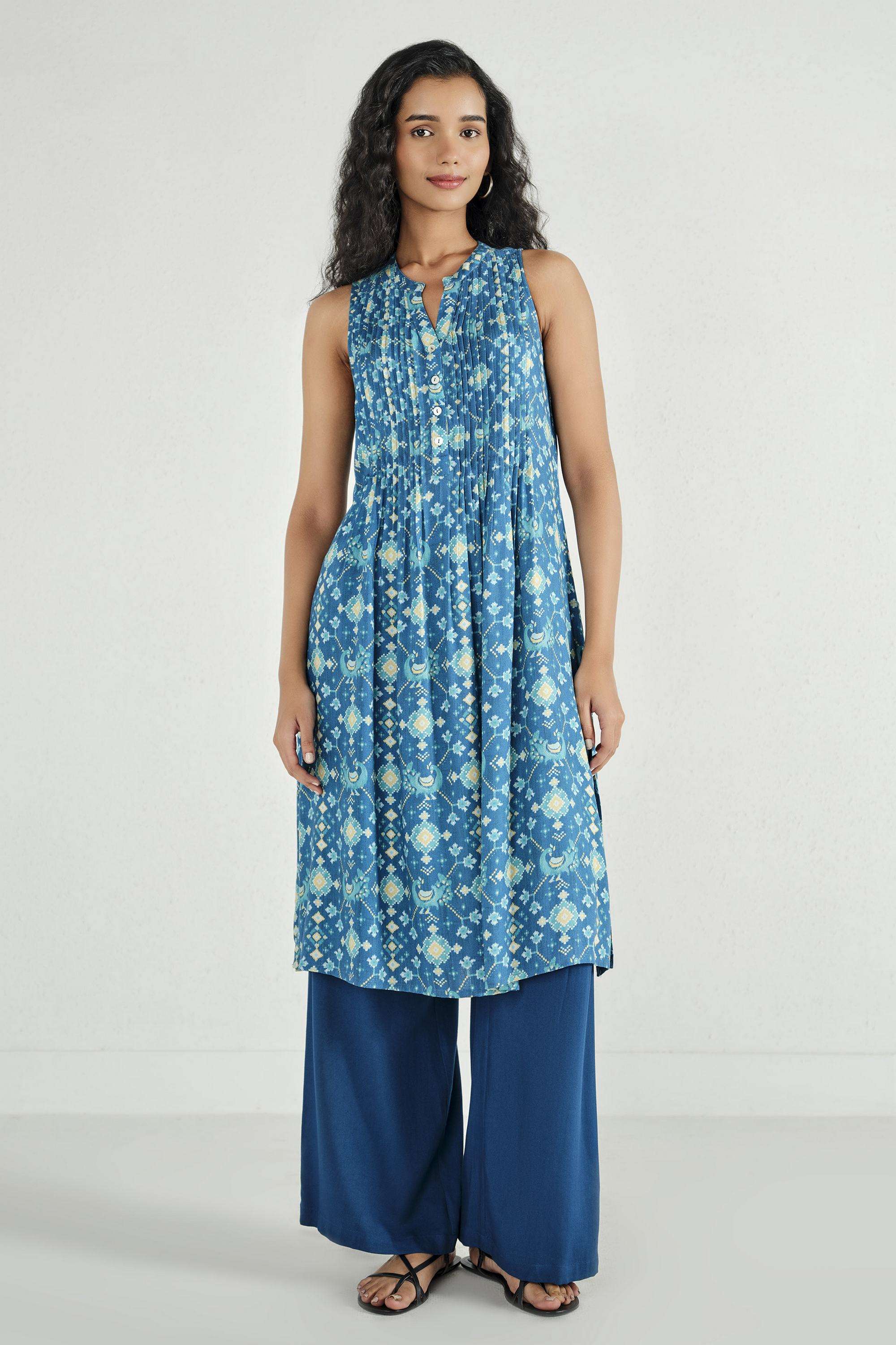 Solid-Blended-Fabric-Women-s-Casual-Wear-Kurta