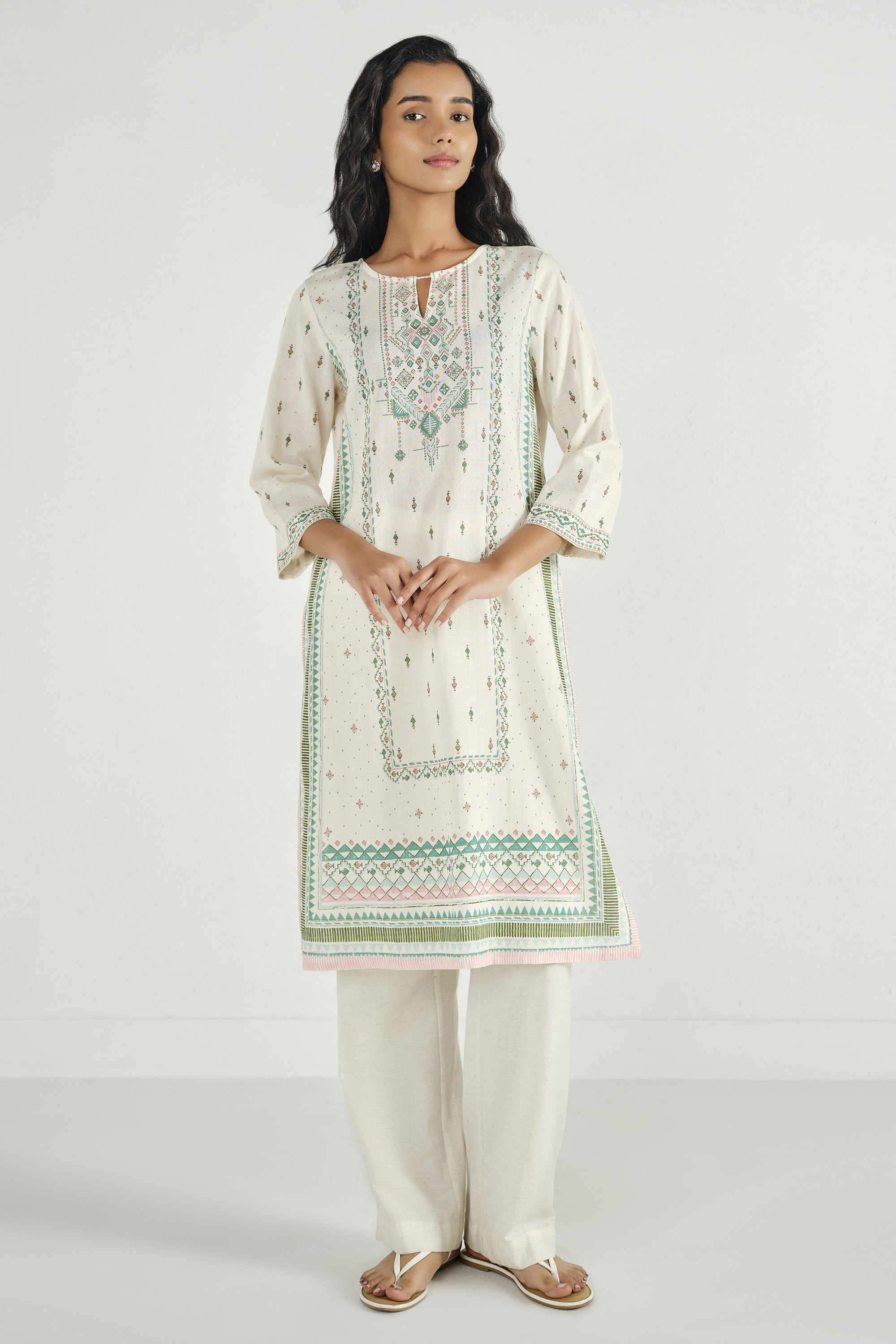 Printed-Rayon-Round-Neck-Women-Kurta