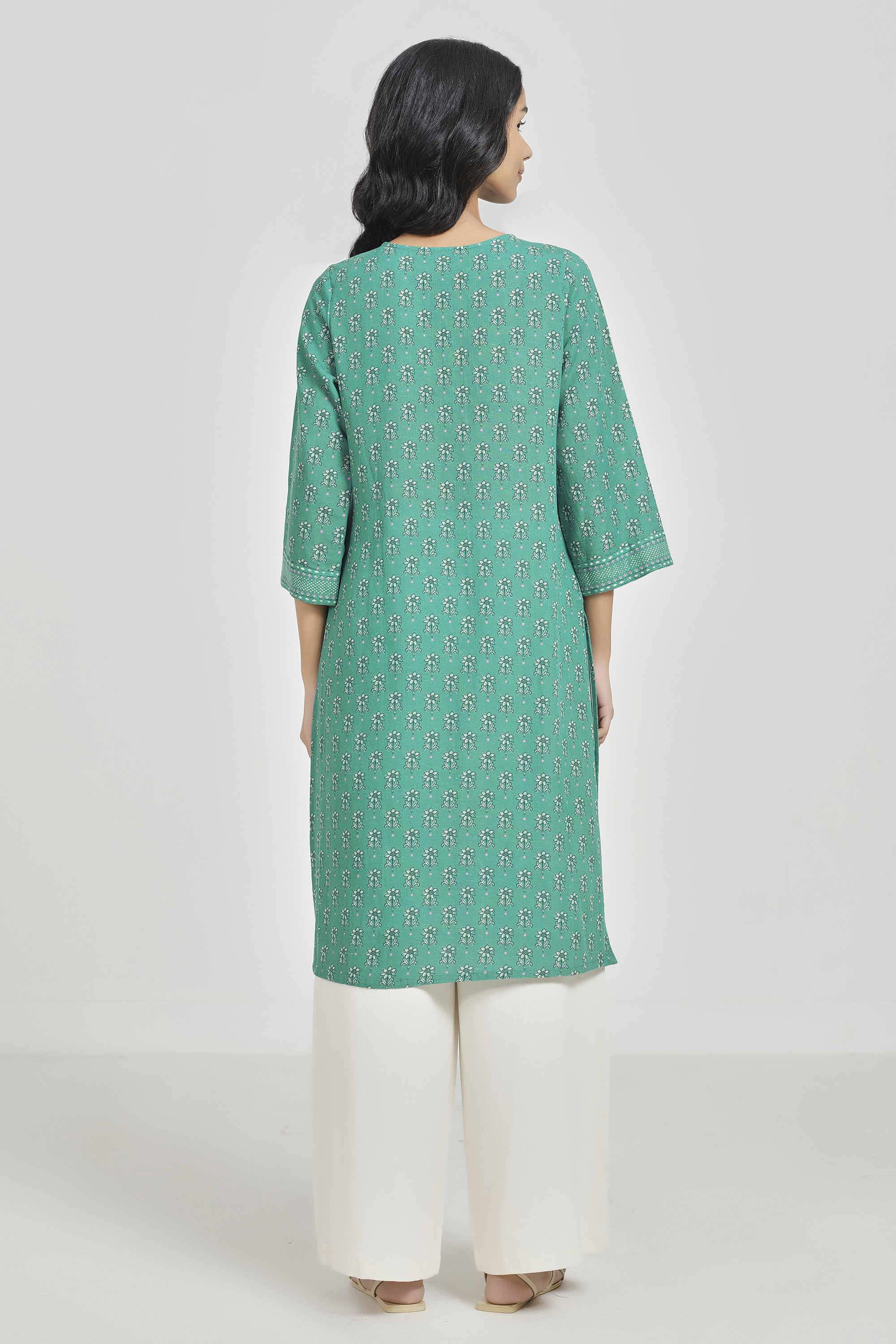 Printed-Rayon-Round-Neck-Women-Kurta