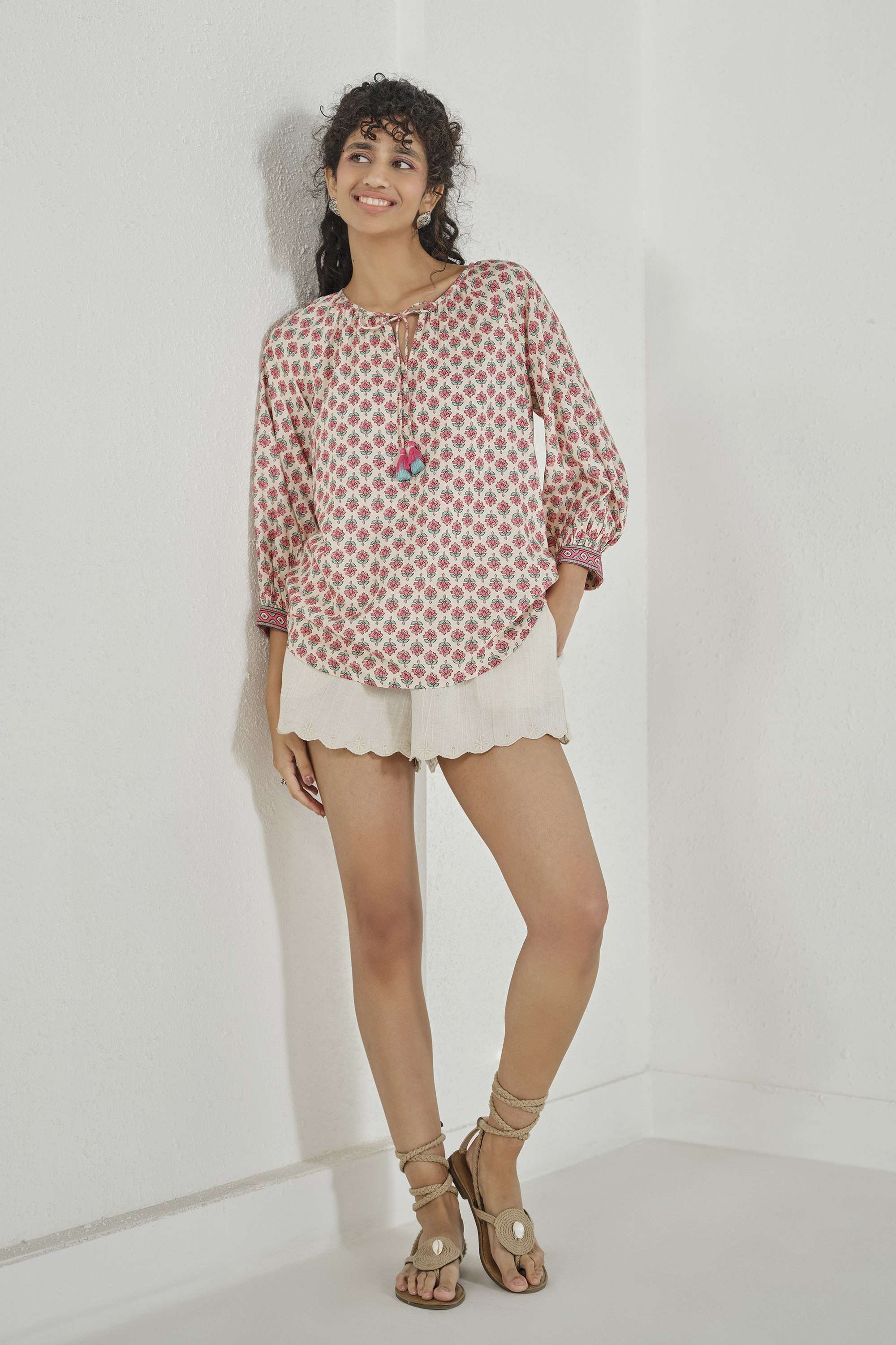 Printed Cotton Round Neck Women's Top-image-42