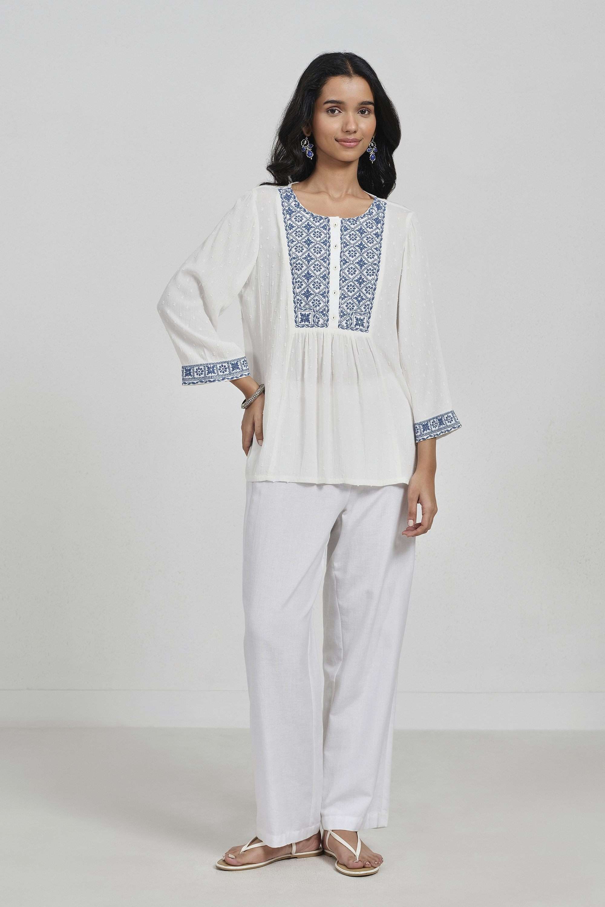 Solid-Blended-Fabric-Women-s-Casual-Wear-Tunic