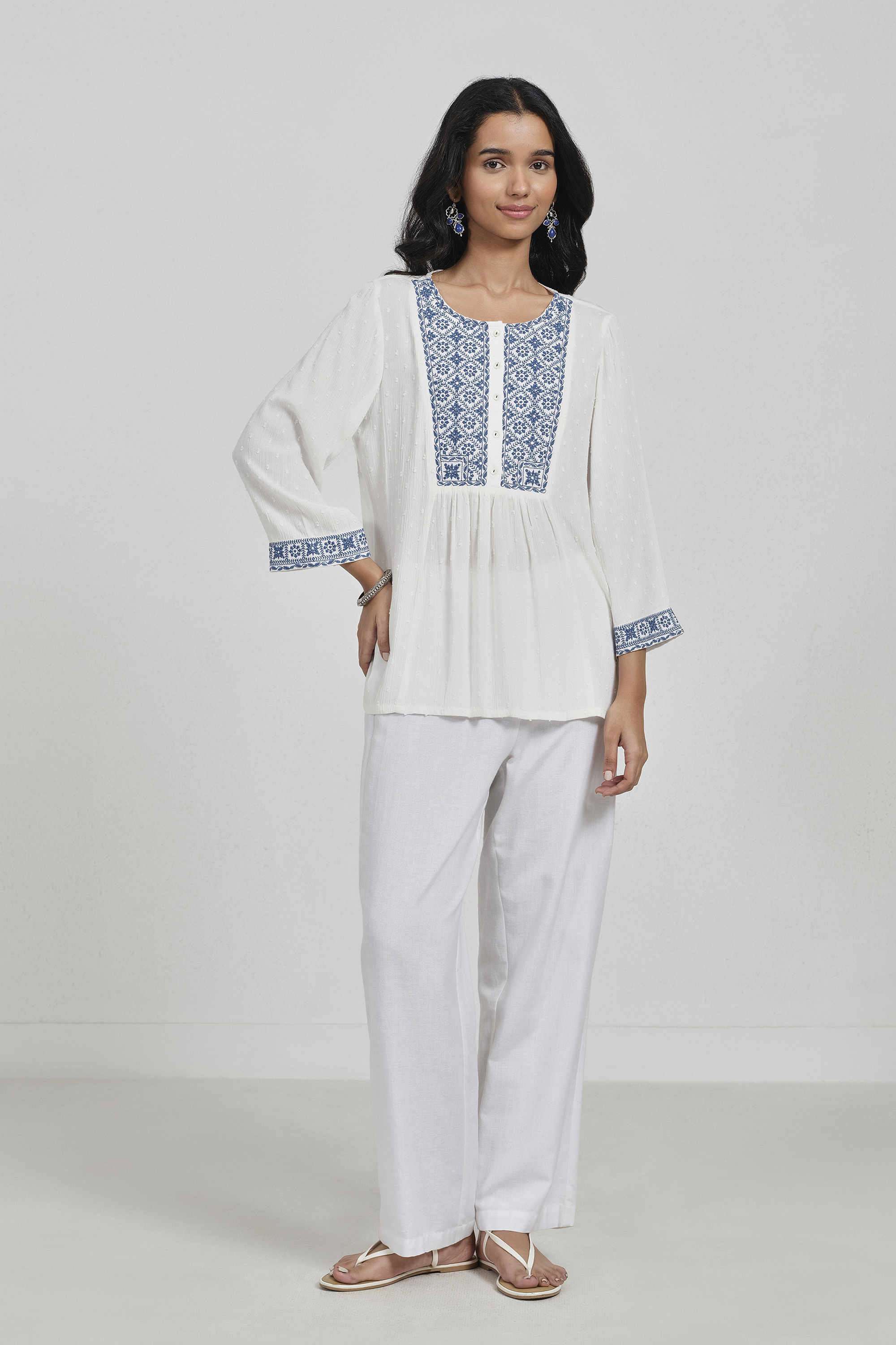 Solid-Blended-Fabric-Women-s-Casual-Wear-Tunic