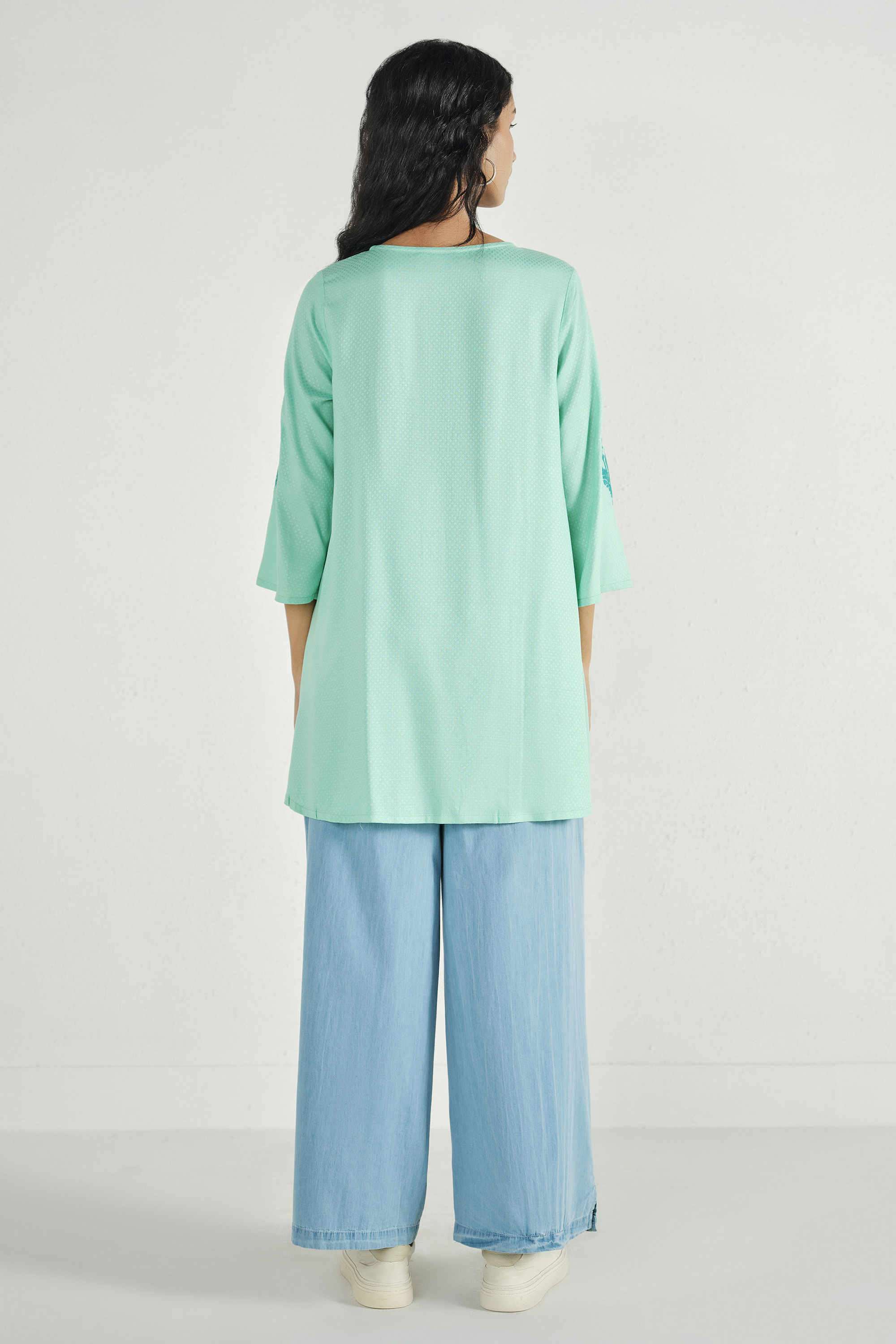 Solid-Rayon-Women-s-Casual-Wear-Tunic