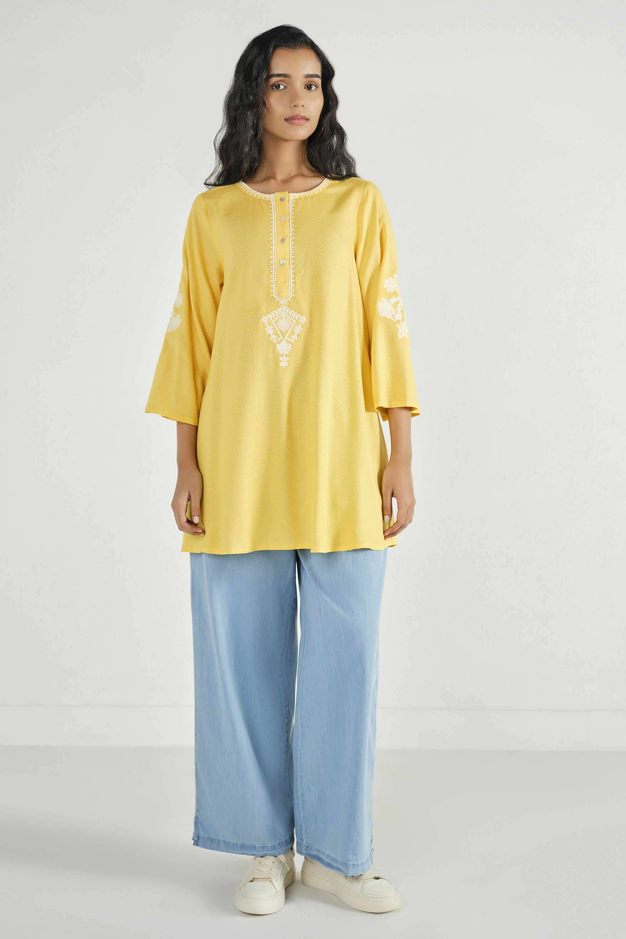 Solid-Rayon-Women-s-Casual-Wear-Tunic