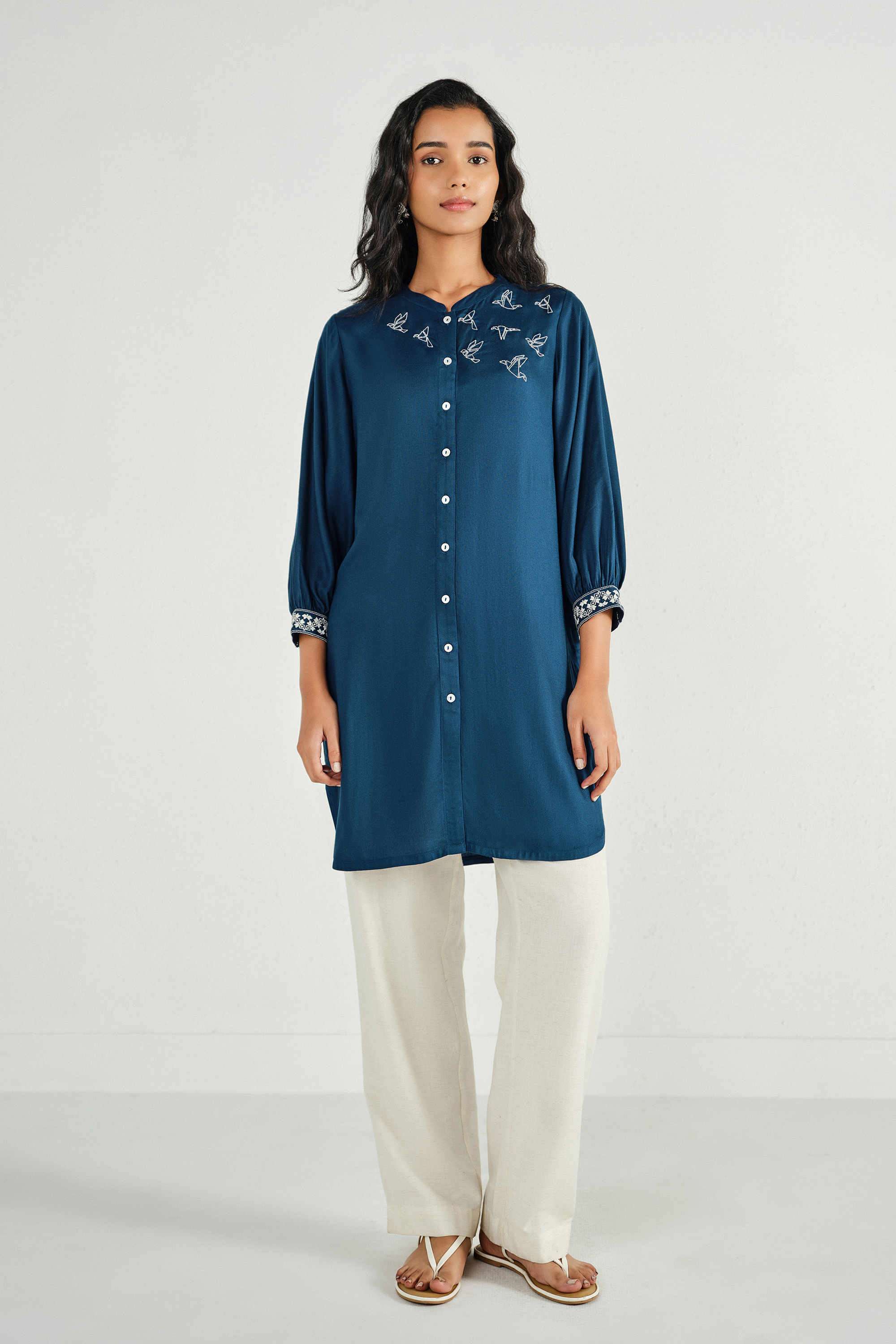 Solid-Rayon-Women-s-Casual-Wear-Tunic