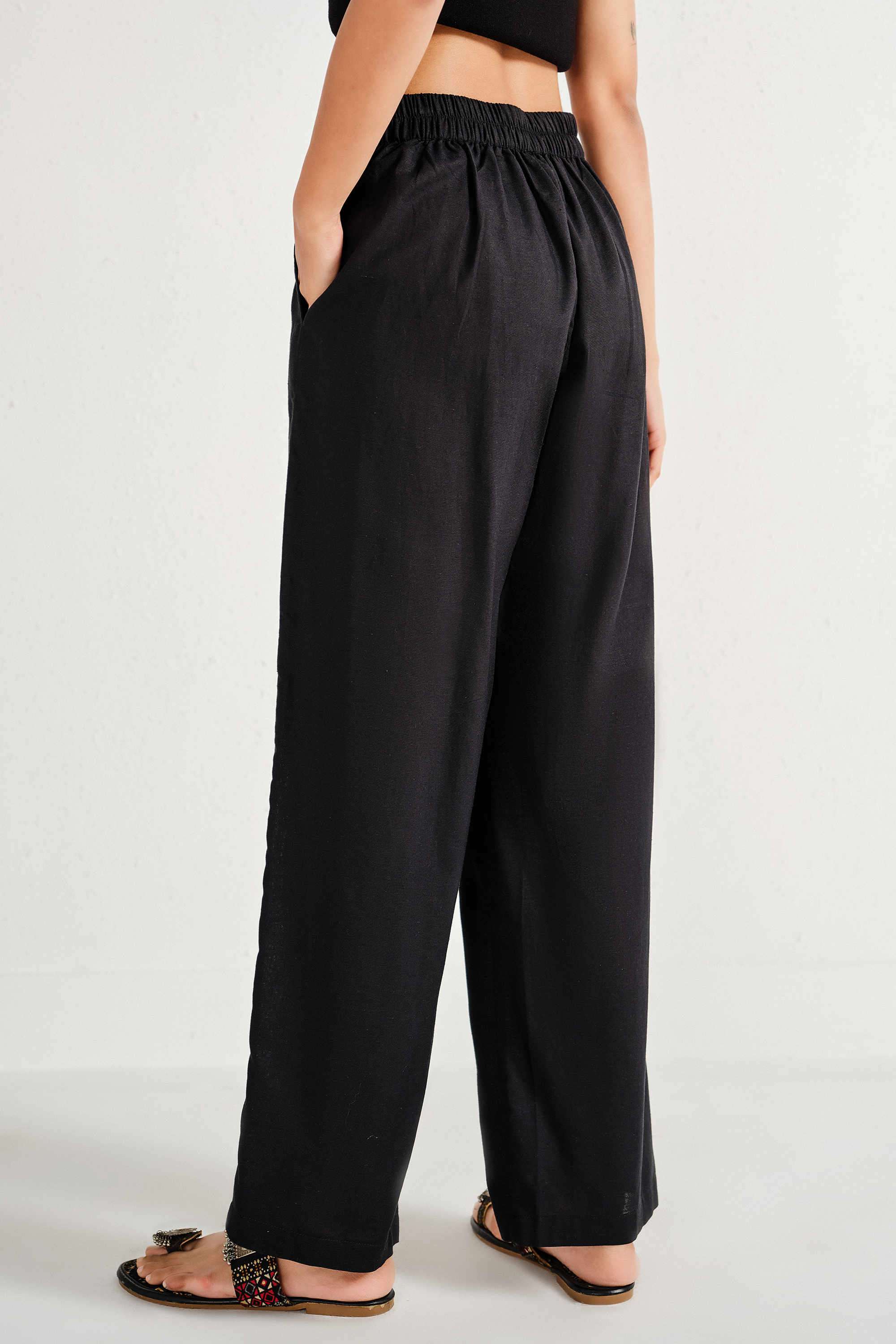 Solid-Relaxed-Fit-Cotton-Women-s-Casual-Wear-Trousers