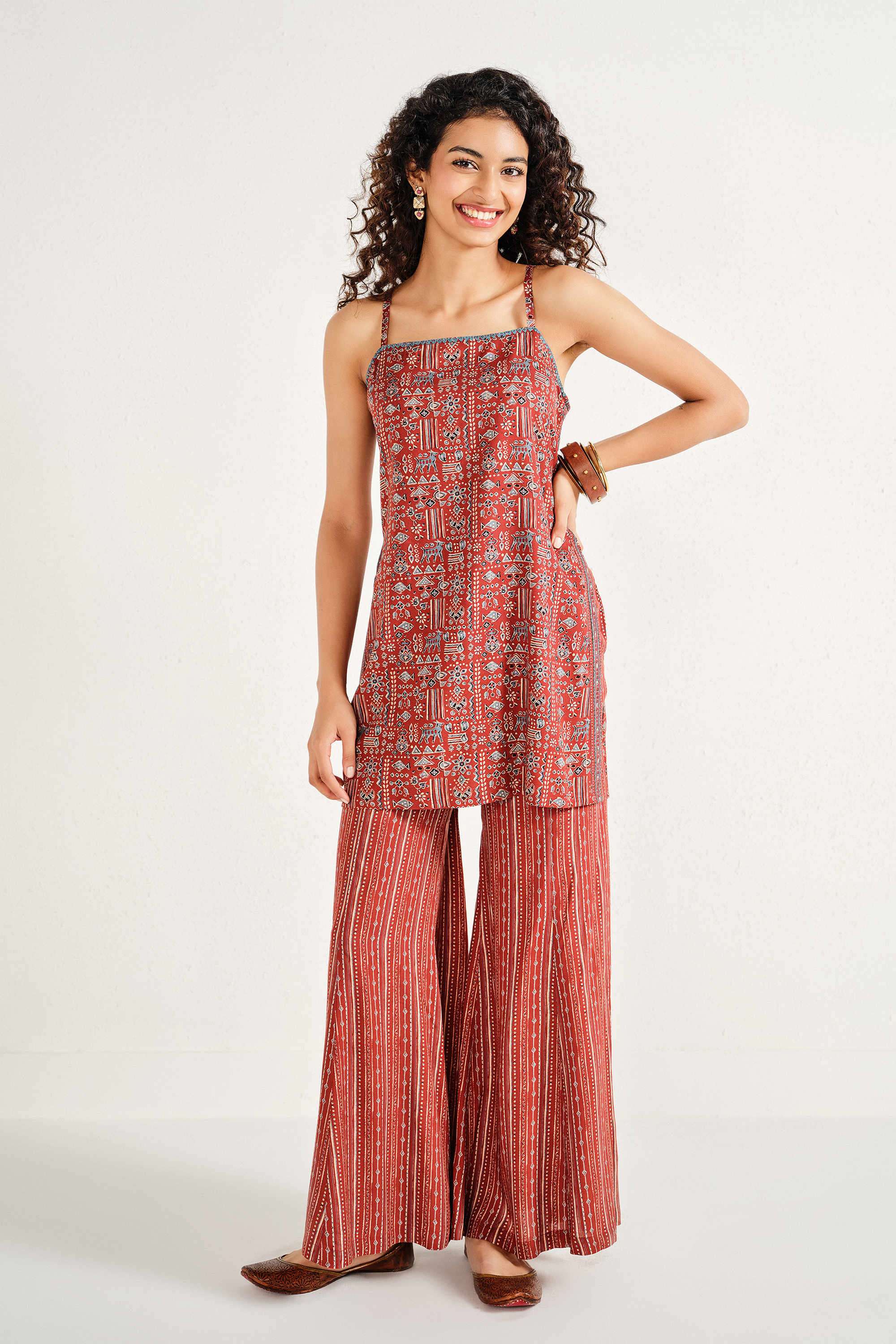 Printed-Above-Knee-Viscose-Rayon-Knitted-Women-s-Kurta-Set