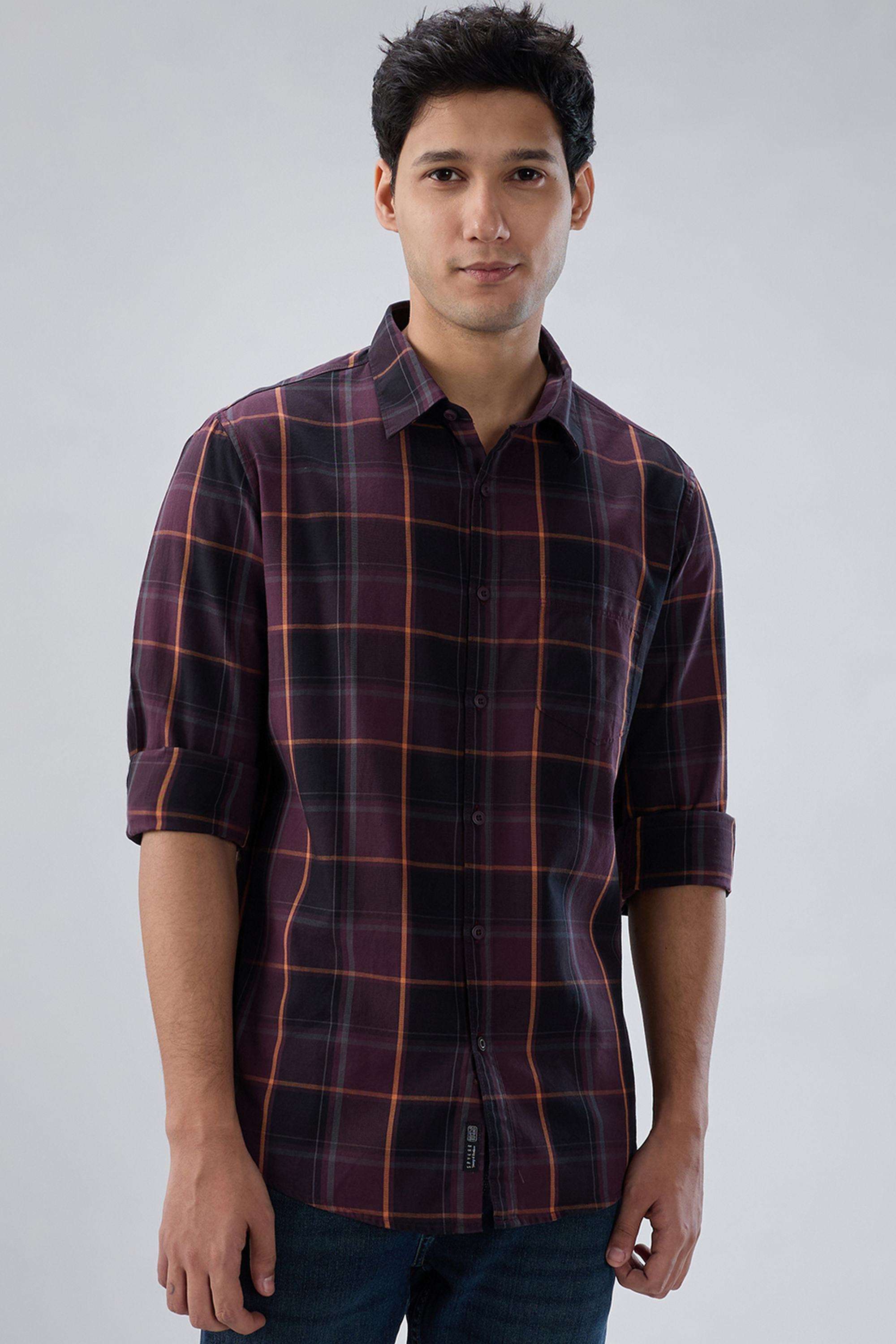 Checks-Linen-Blend-Slim-Fit-Men-s-Shirt