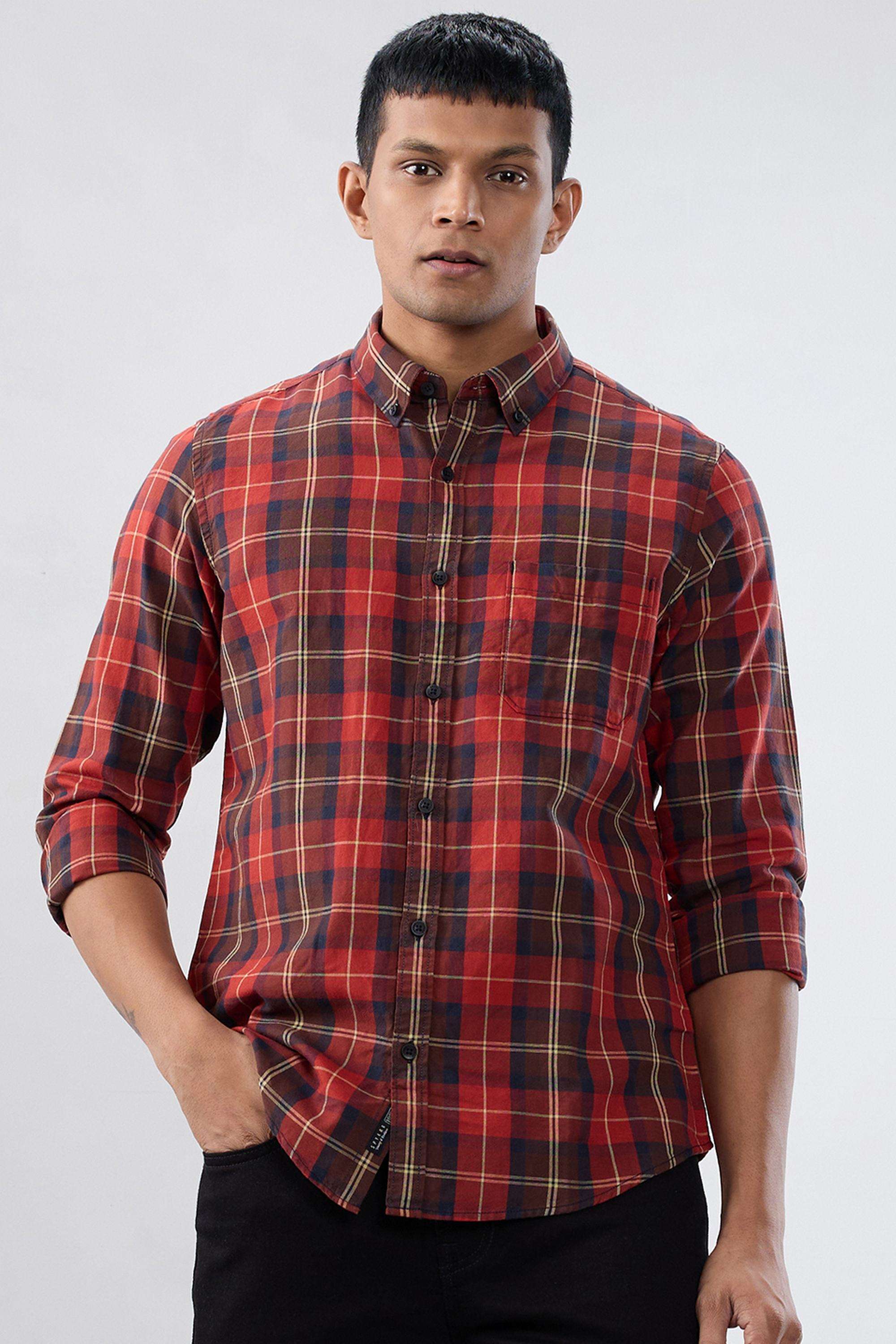 Checks-Linen-Blend-Slim-Fit-Men-s-Shirt