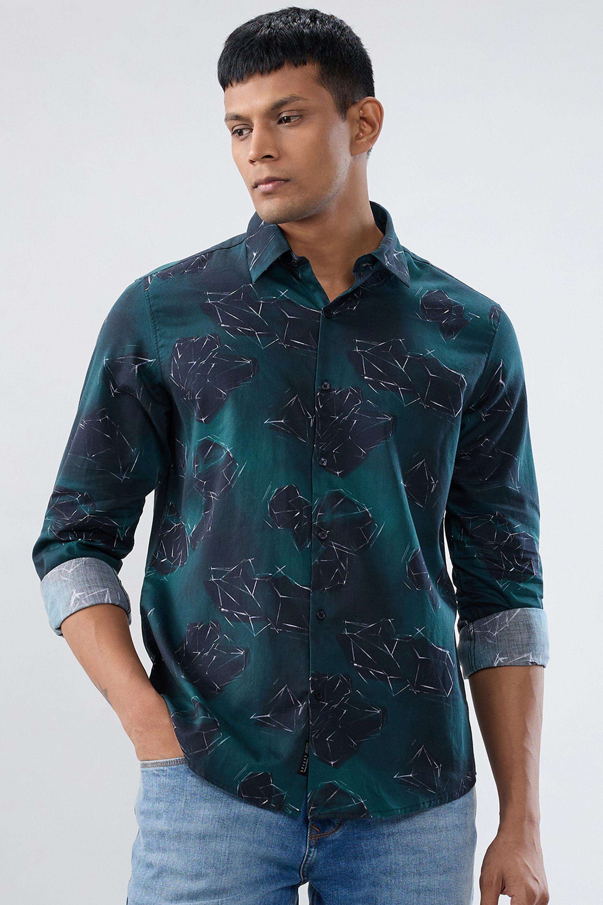 Printed-Blended-Fabric-Slim-Fit-Men-s-Shirt