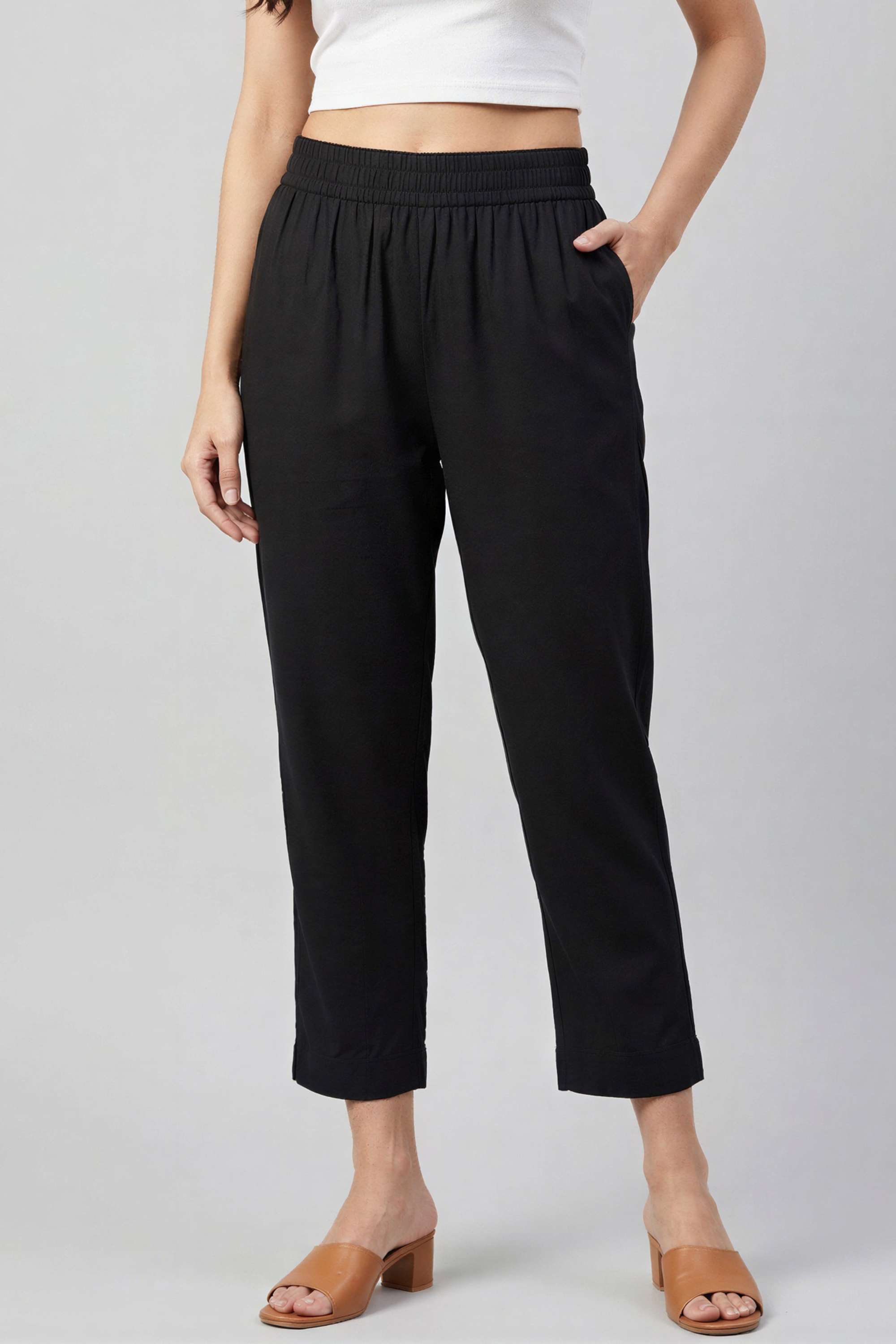 intune Solid Ankle Length Rayon Women Pants-picture-15