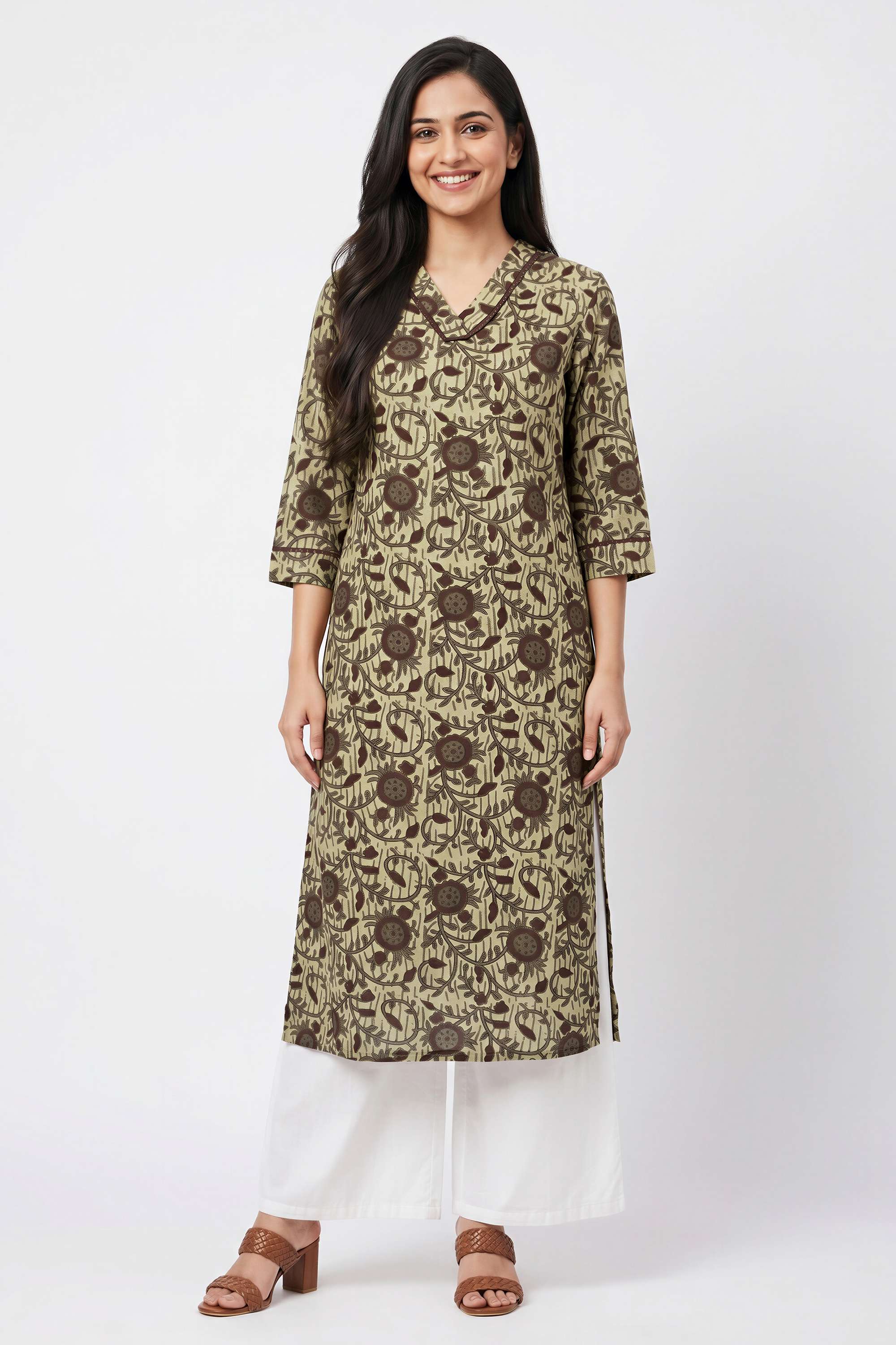 intune Solid Round Neck Calf Length Cotton Blend Women Co-Ord Set-picture-18