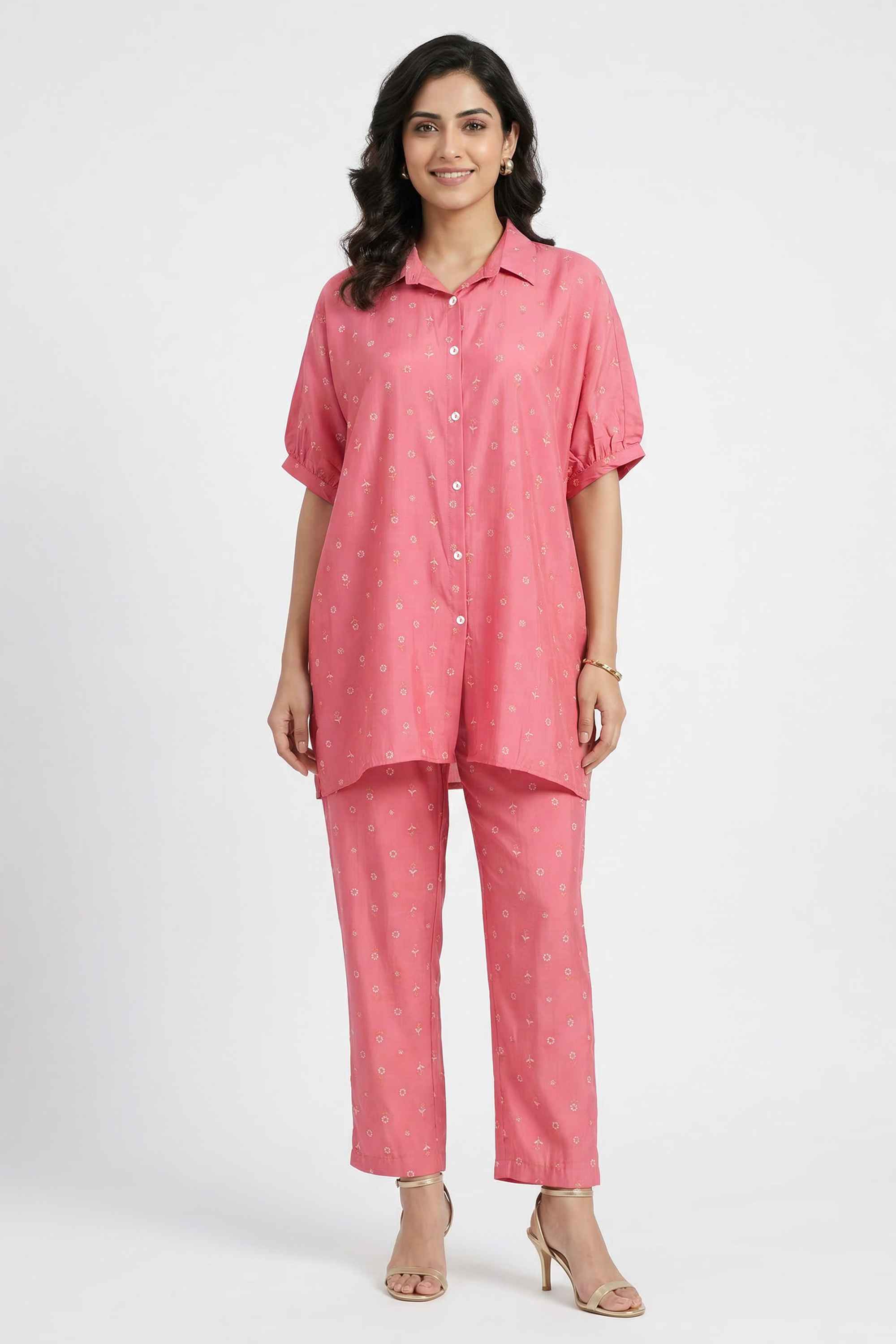 intune Printed Silk Mid Thigh Full Sleeves Woven Women Co-Ord Set-picture-25