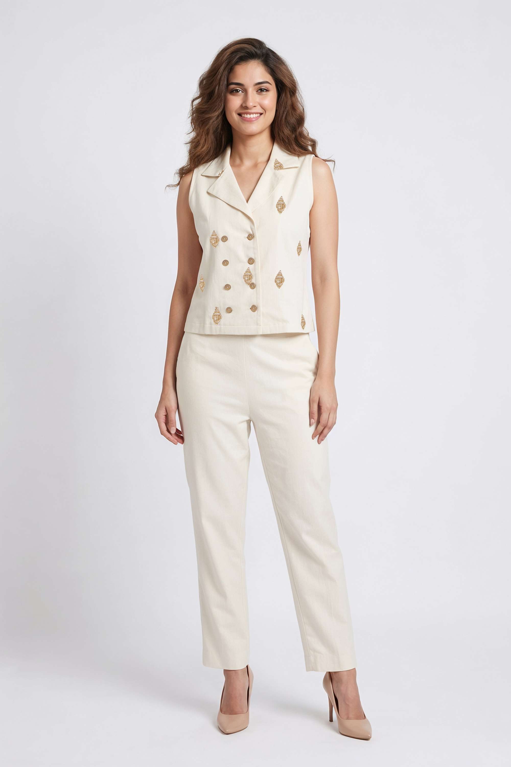 intune Embroidered Cotton Mid Thigh Sleeveless Woven Women Co-Ord Set-picture-31