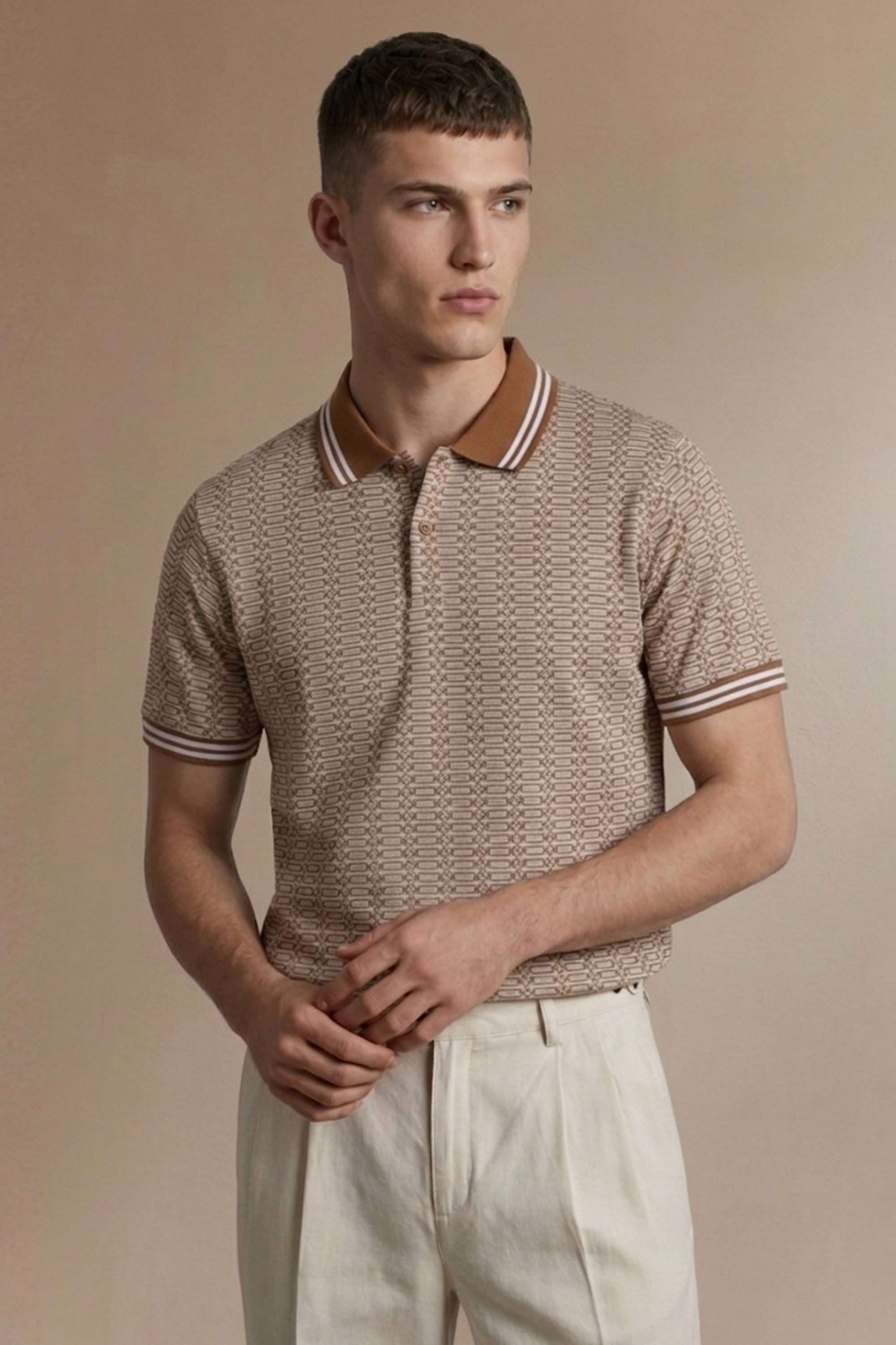 Knitted-Poly-Cotton-Collared-Men-s-T-Shirt