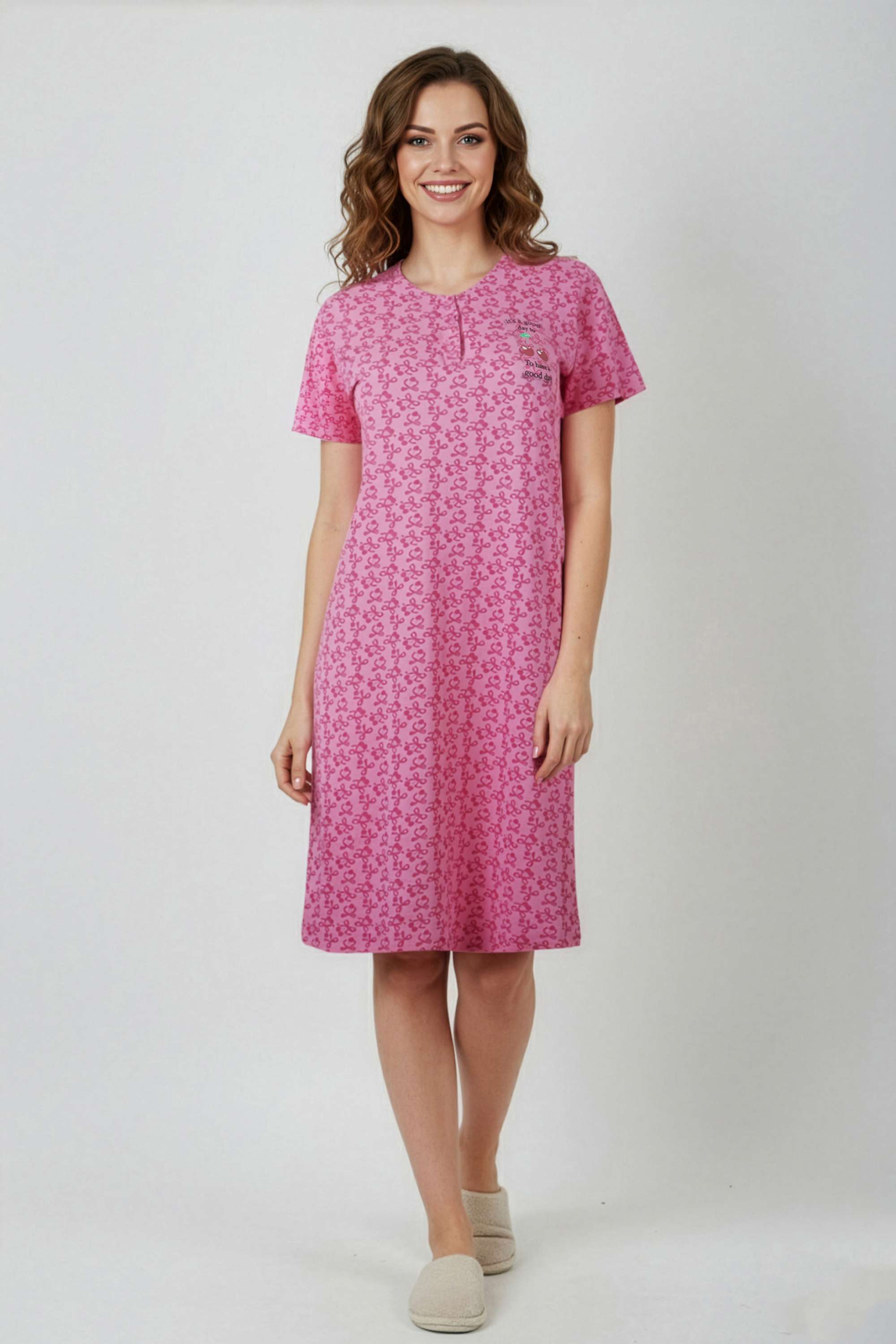 Half-Sleeves-Regular-Fit-Polyester-Women-s-Night-Dress