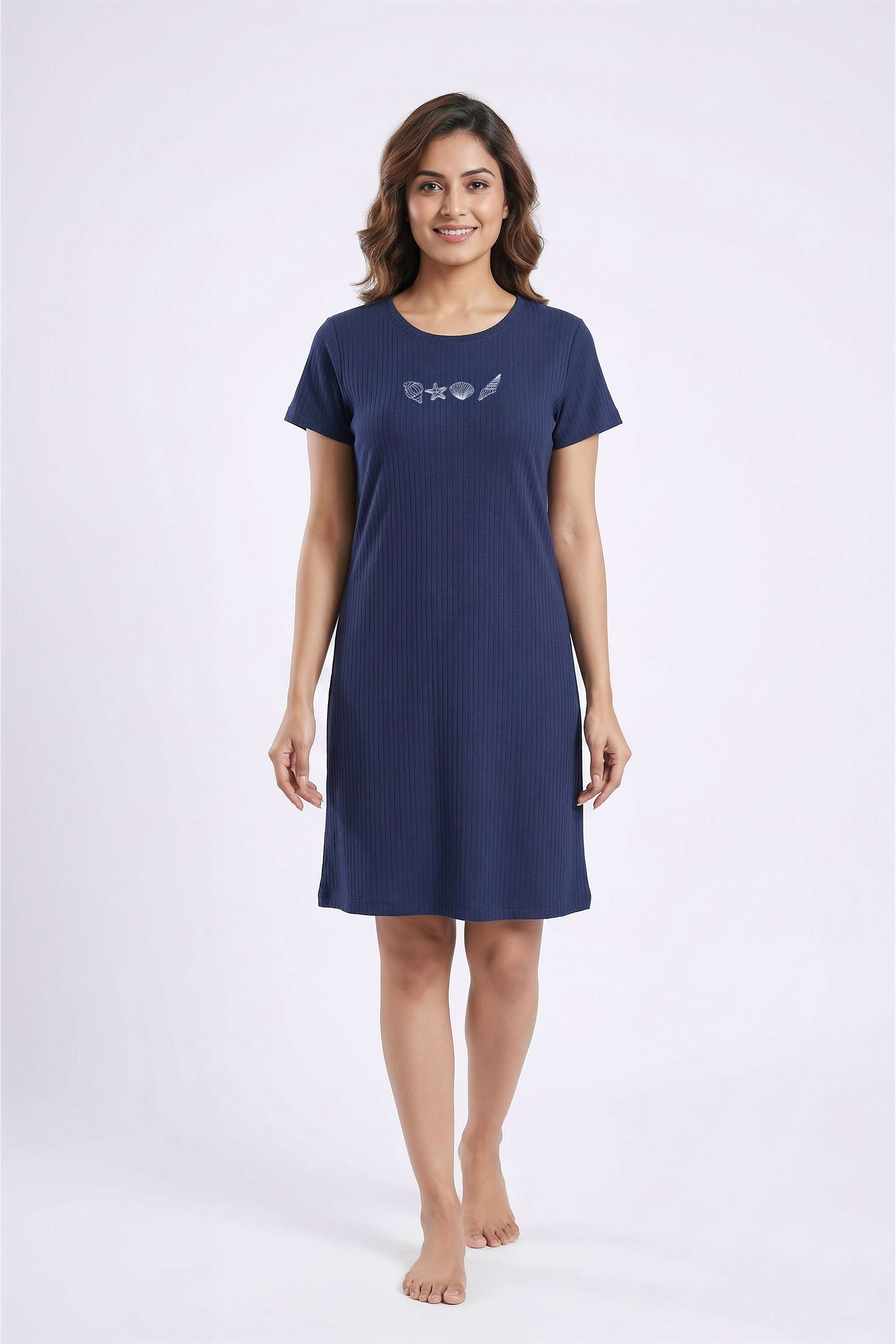 Half-Sleeves-Regular-Fit-Polyester-Women-s-Night-Dress