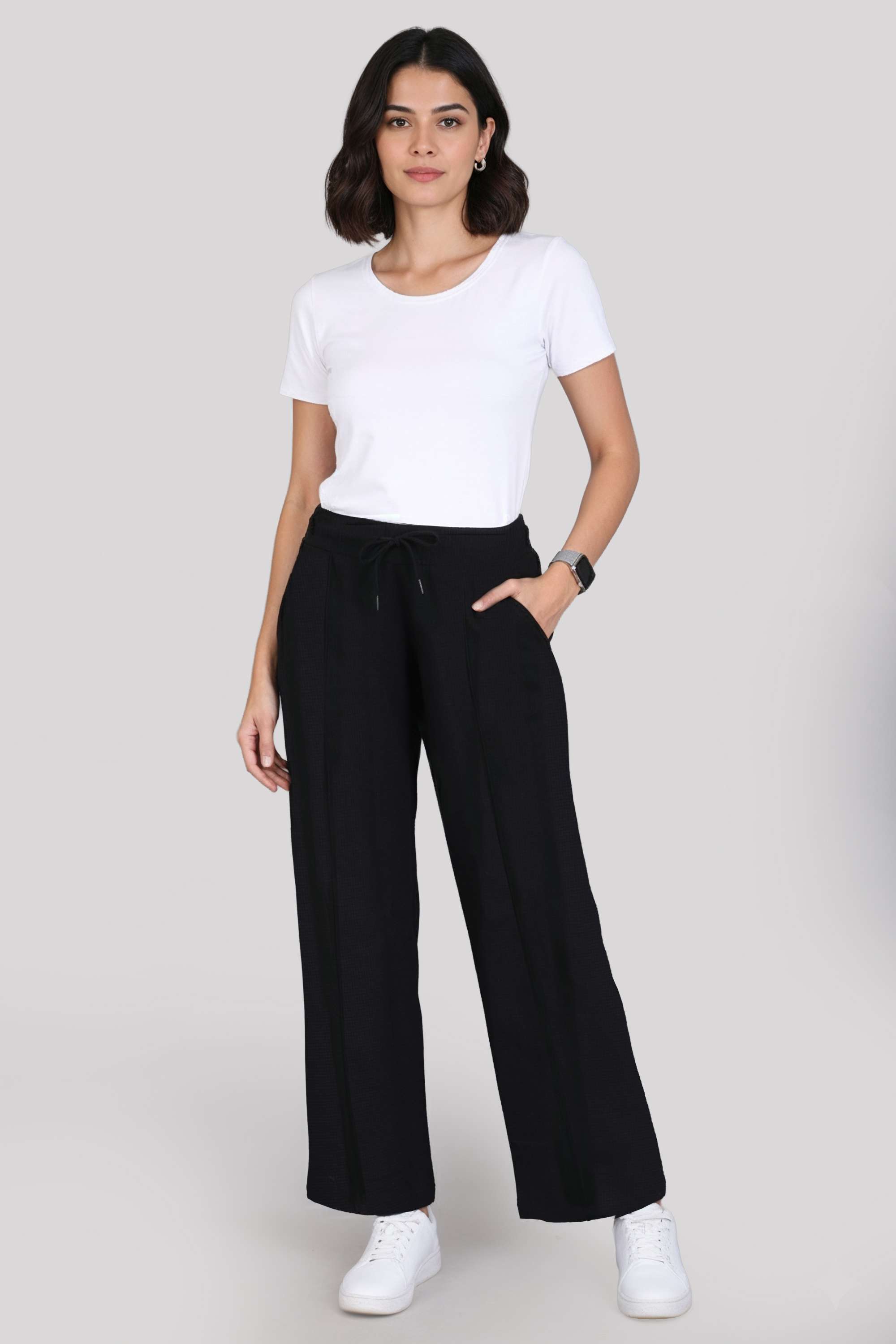 Solid-Regular-Fit-Blended-Fabric-Women-s-Casual-Wear-Pyjamas