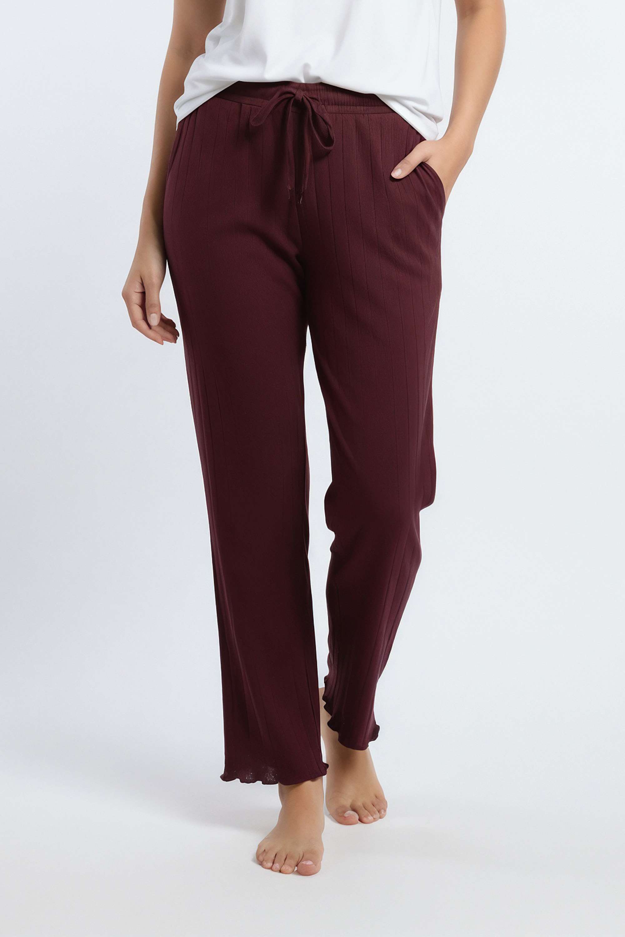 Solid-Full-Length-Polyester-Women-s-Pyjamas