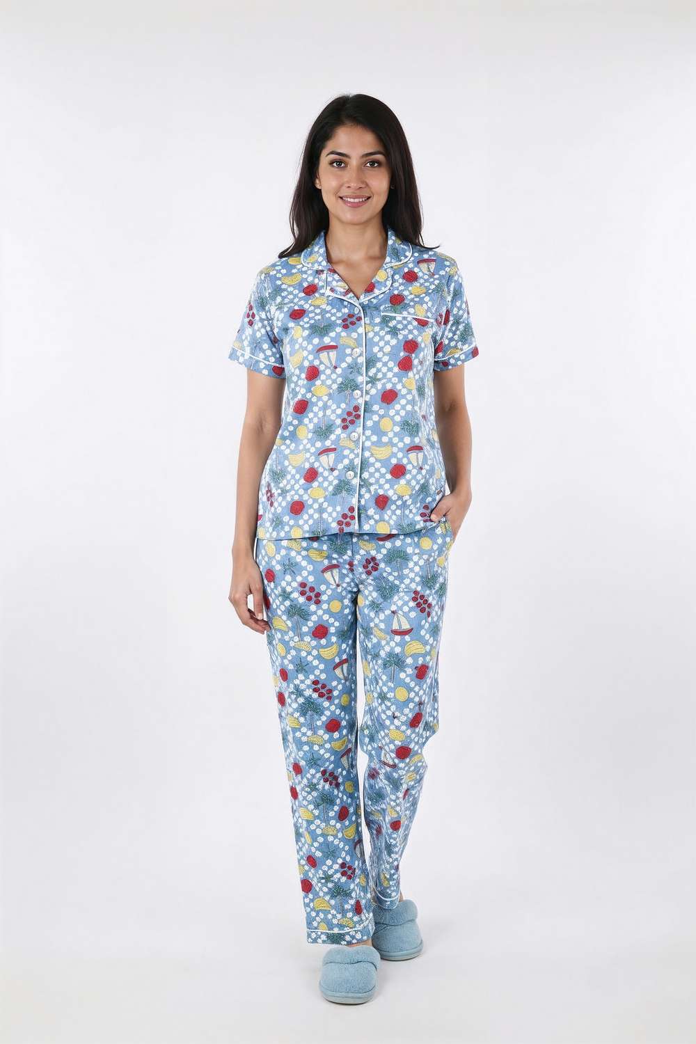 Printed-Collared-Cotton-Women-s-Co-Ord-Set