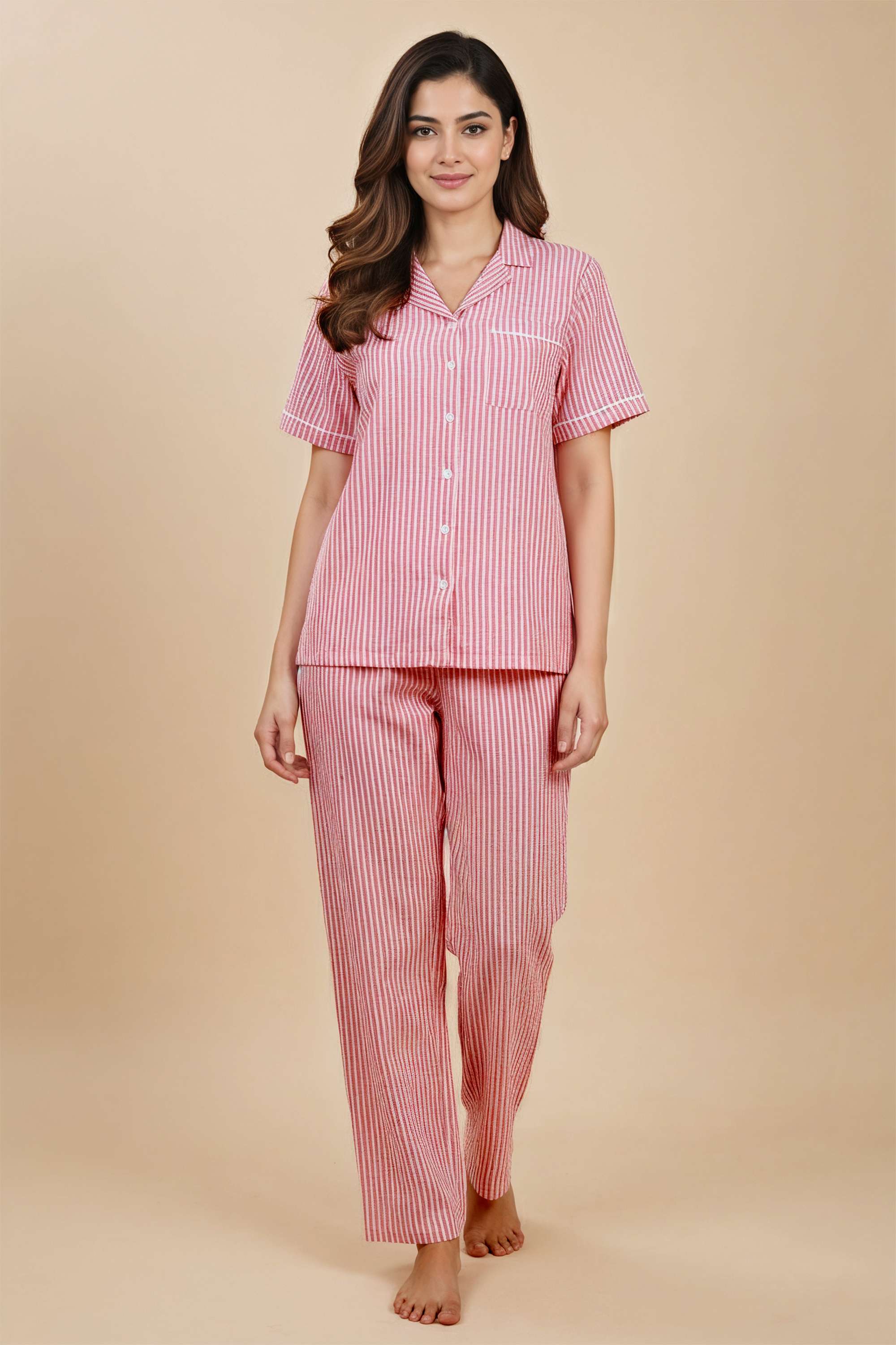 Checks-Collared-Cotton-Women-s-Co-Ord-Set