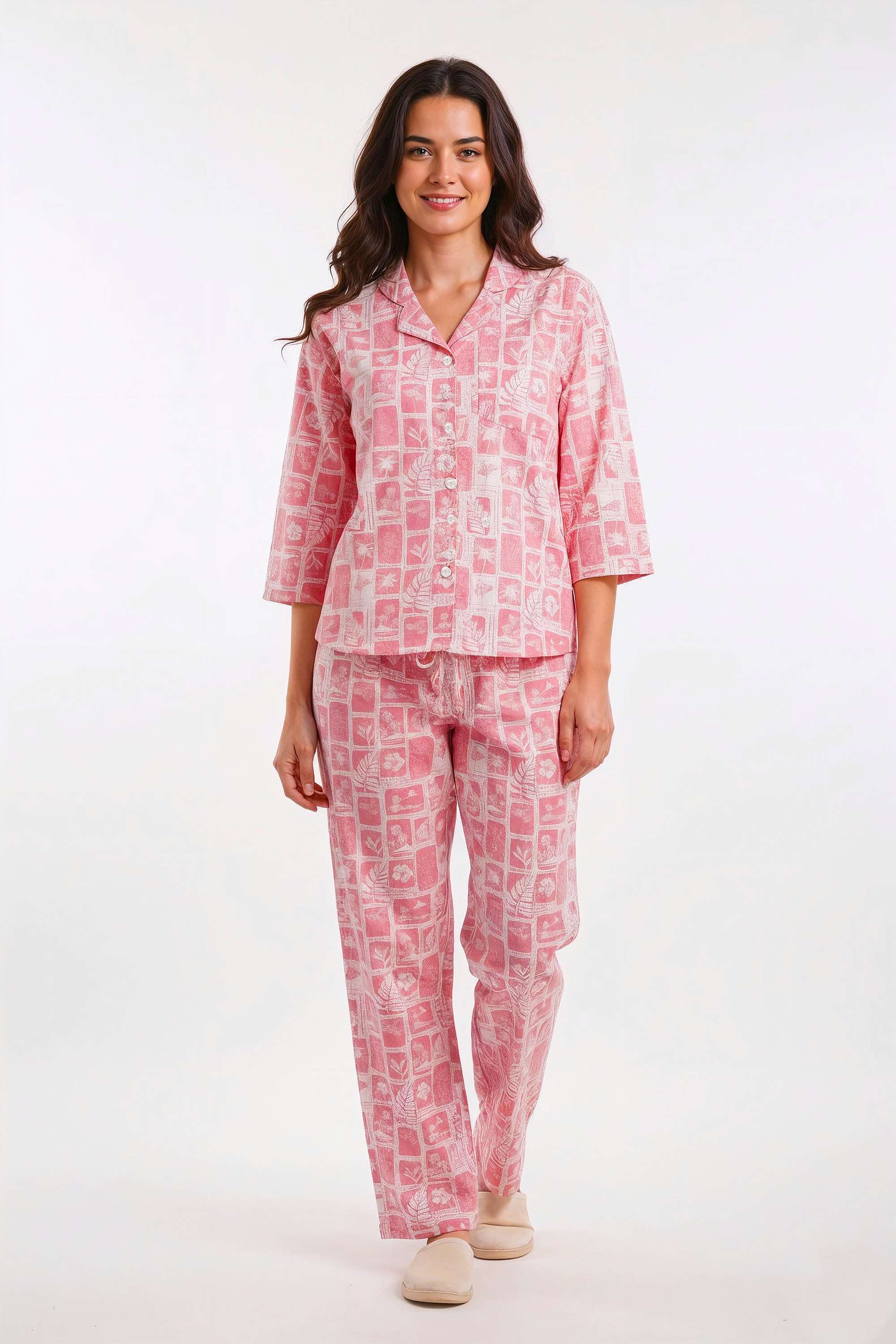 Graphic-Print-Collared-Cotton-Women-s-Co-Ord-Set