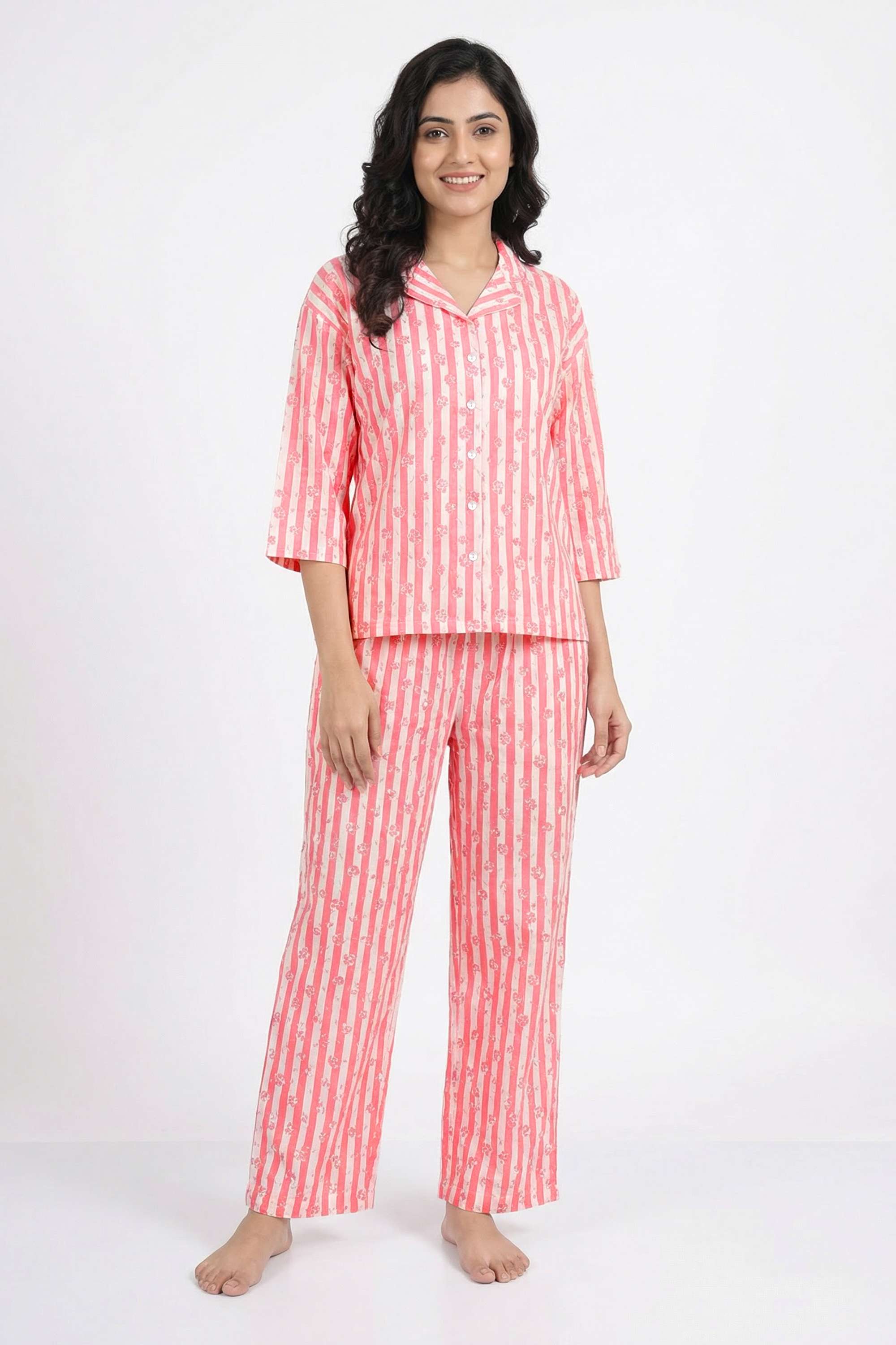 Printed-Collared-Cotton-Women-s-Co-Ord-Set